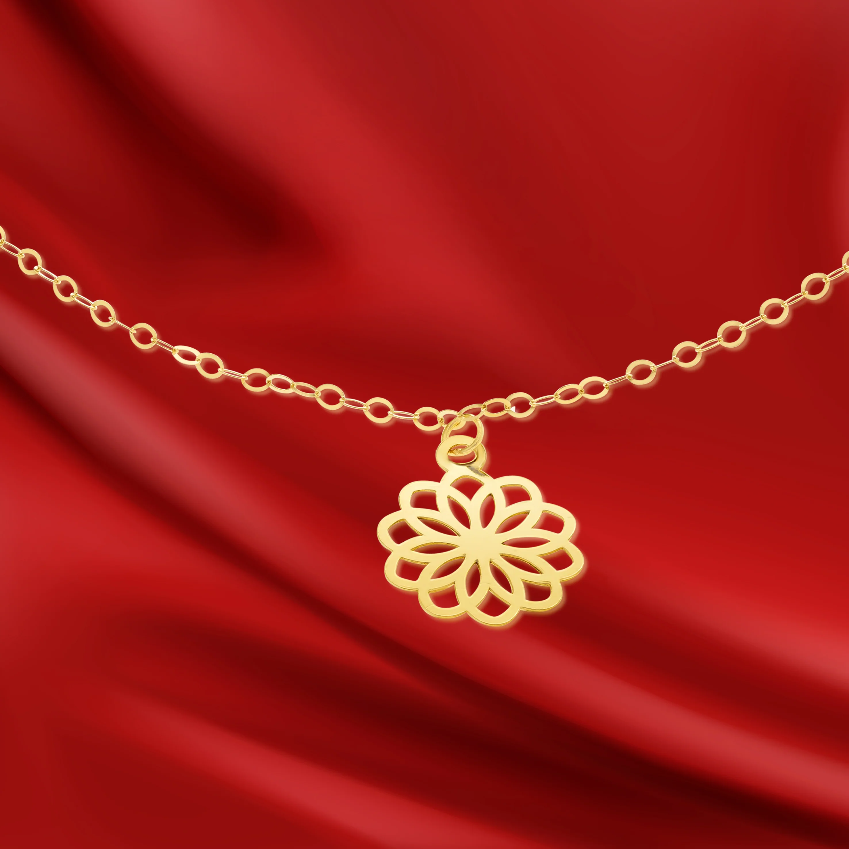 18K Pure Gold Fine Flower Bracelet - Image 5