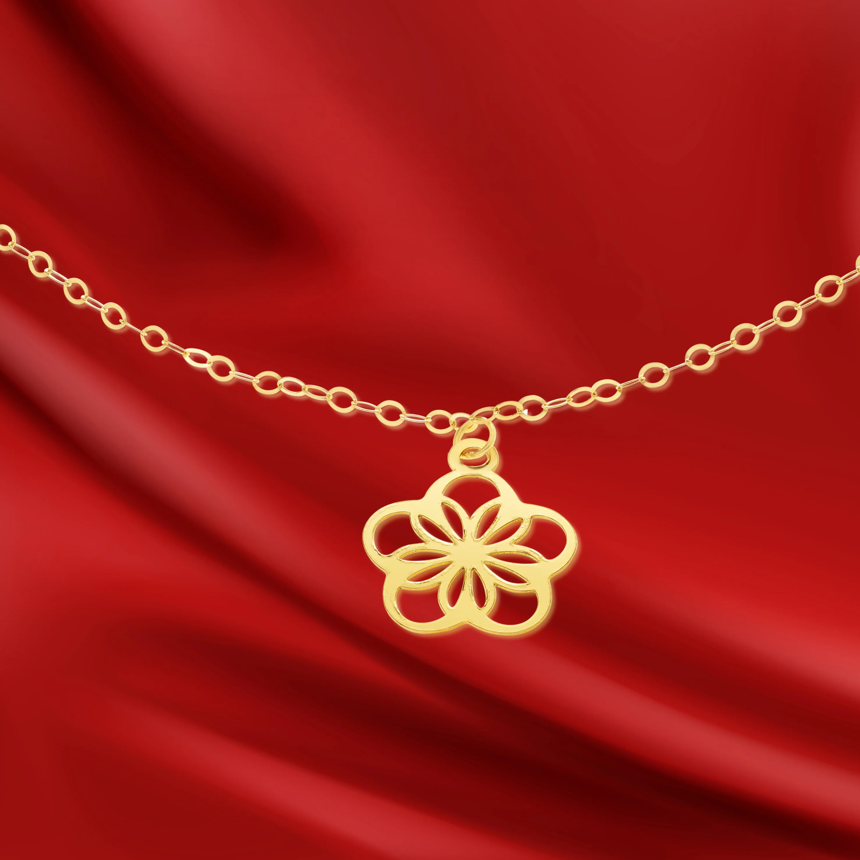 18K Pure Gold Fine Flower Bracelet - Image 5