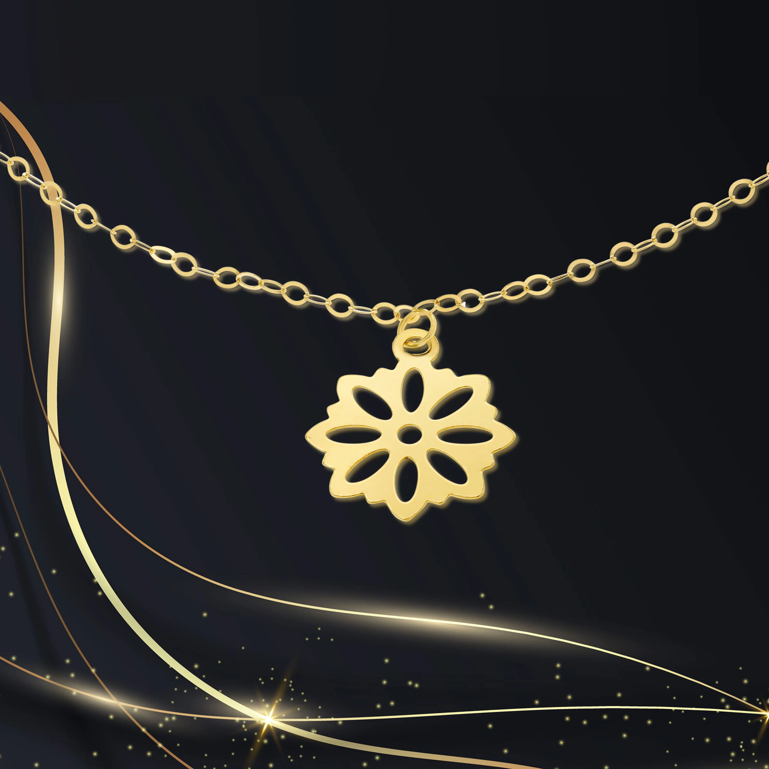18K Pure Gold Fine Flower Bracelet - Image 7