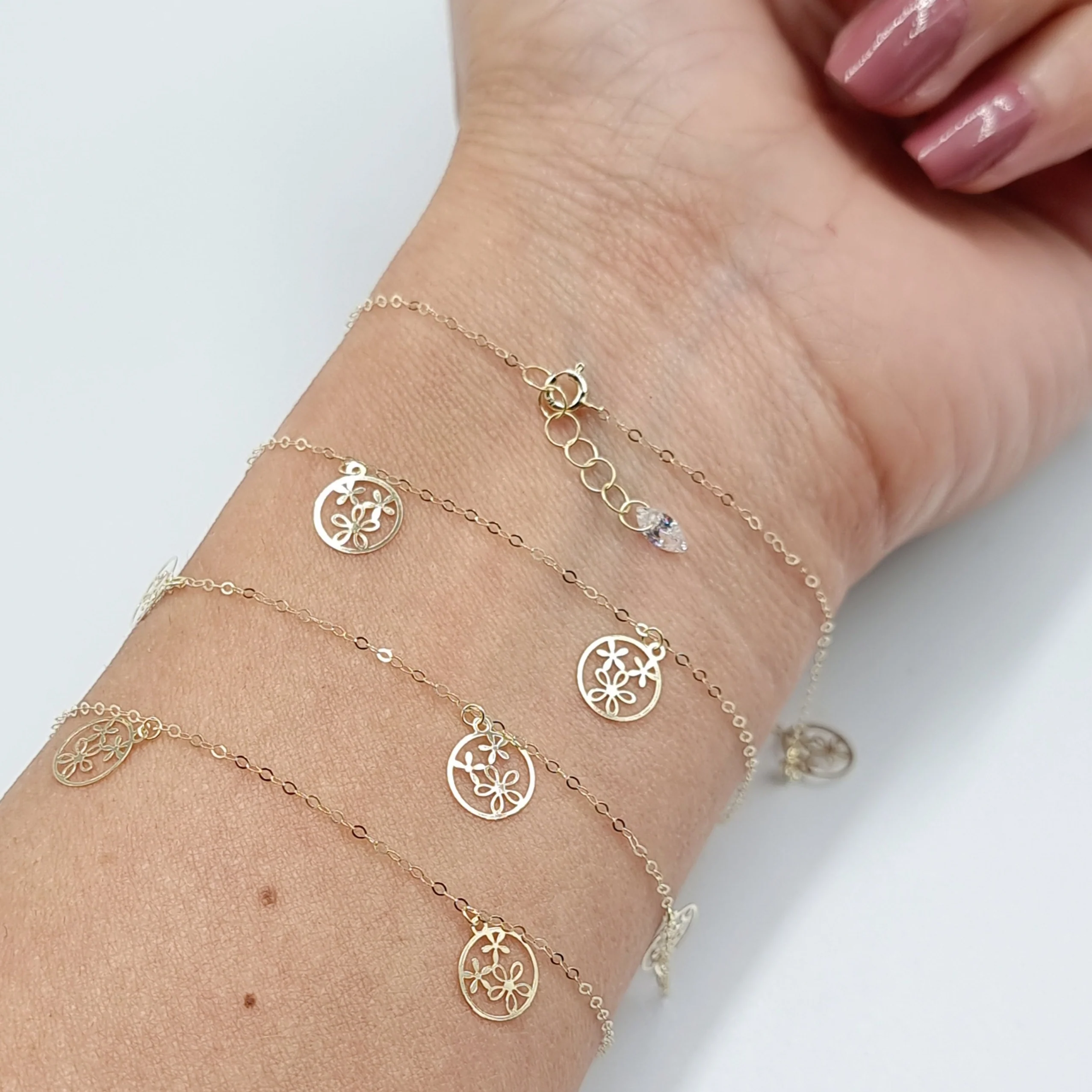 18K Pure Gold Flower Bracelet - Image 10