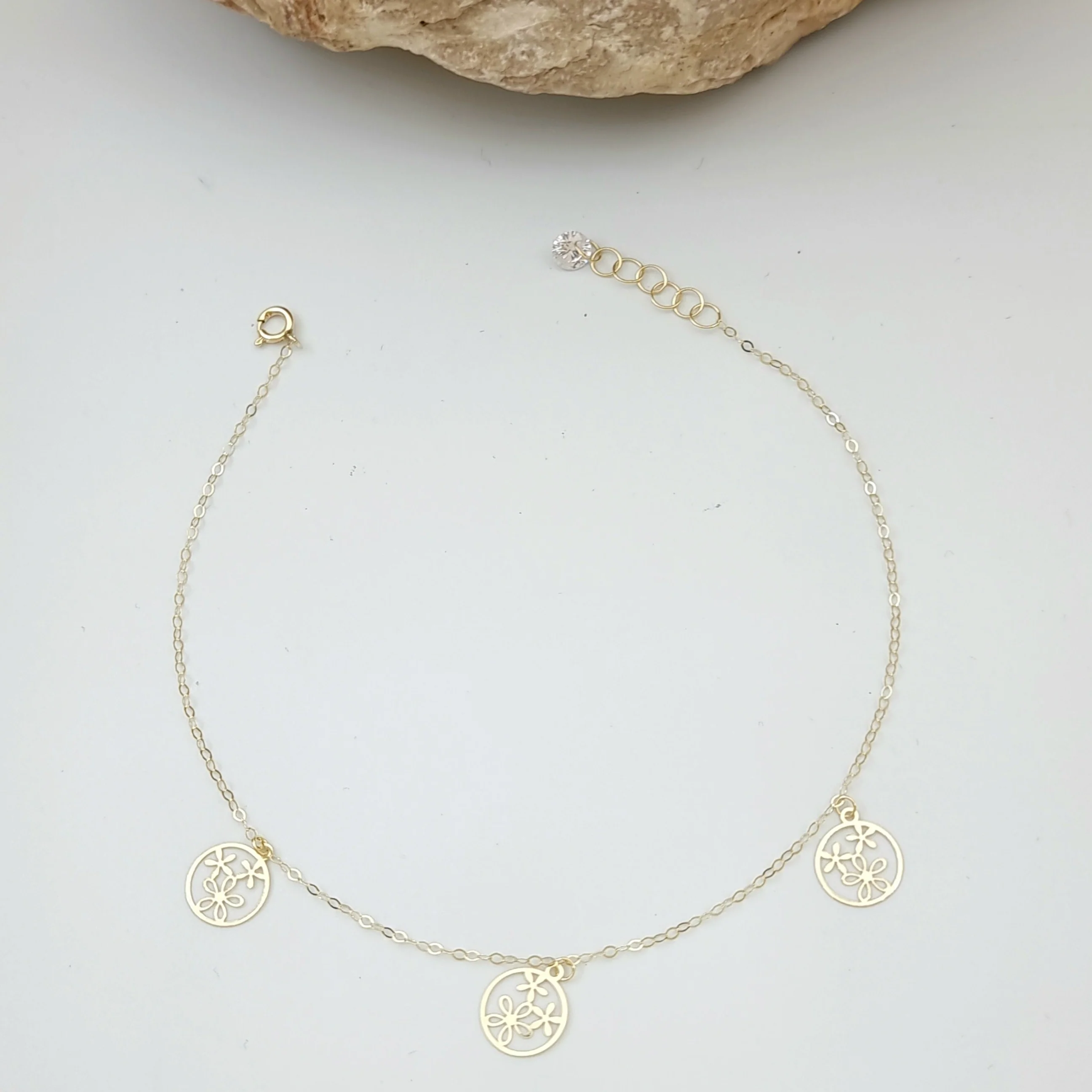18K Pure Gold Flower Bracelet - Image 5