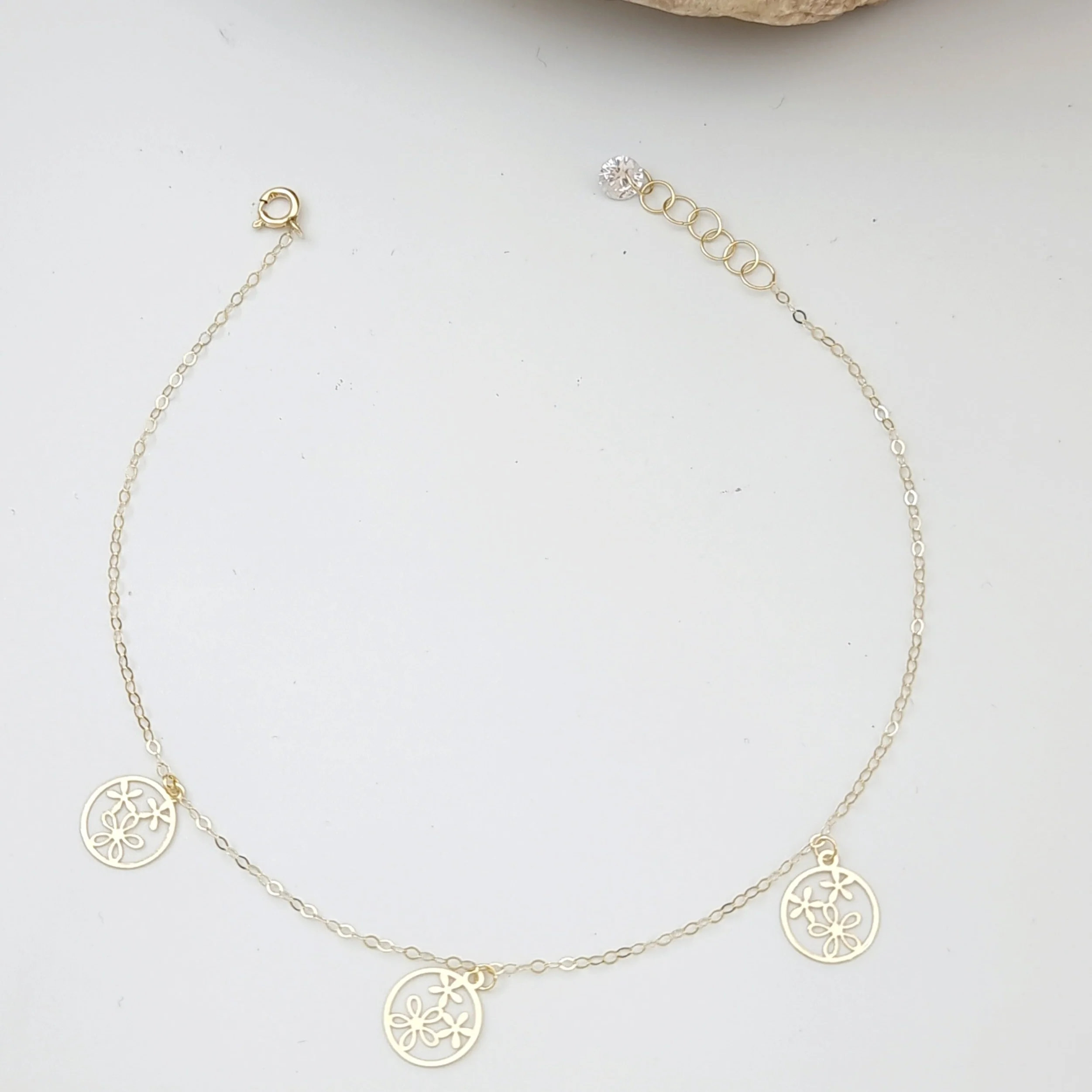 18K Pure Gold Flower Bracelet - Image 6