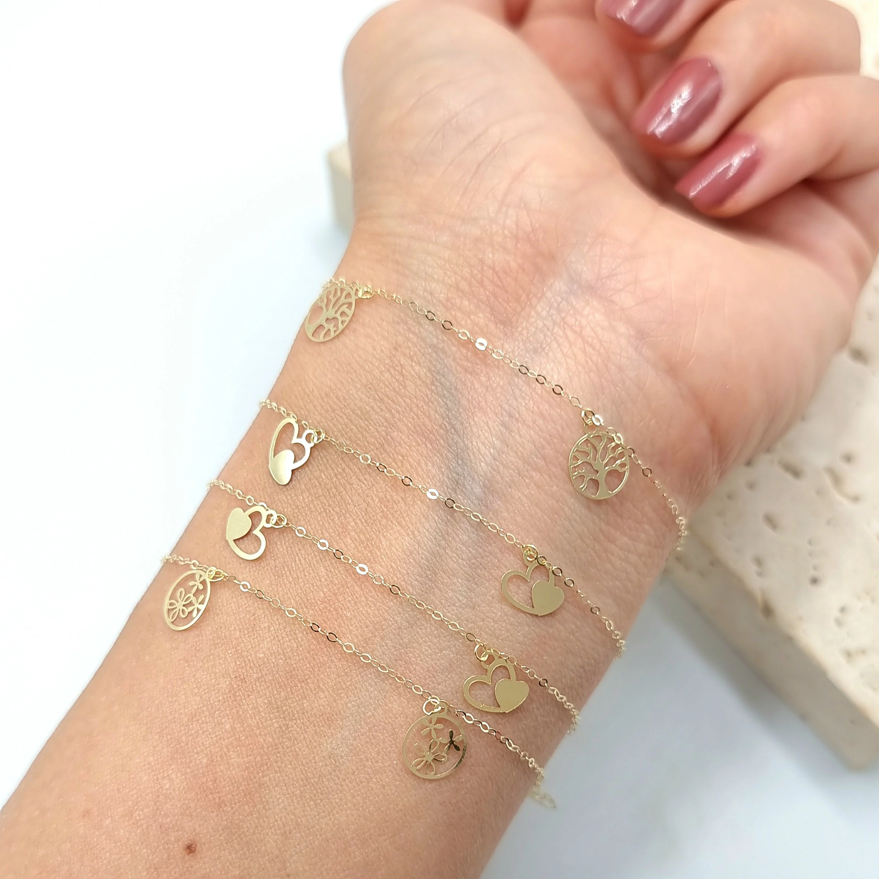 18K Pure Gold Flower Bracelet - Image 8