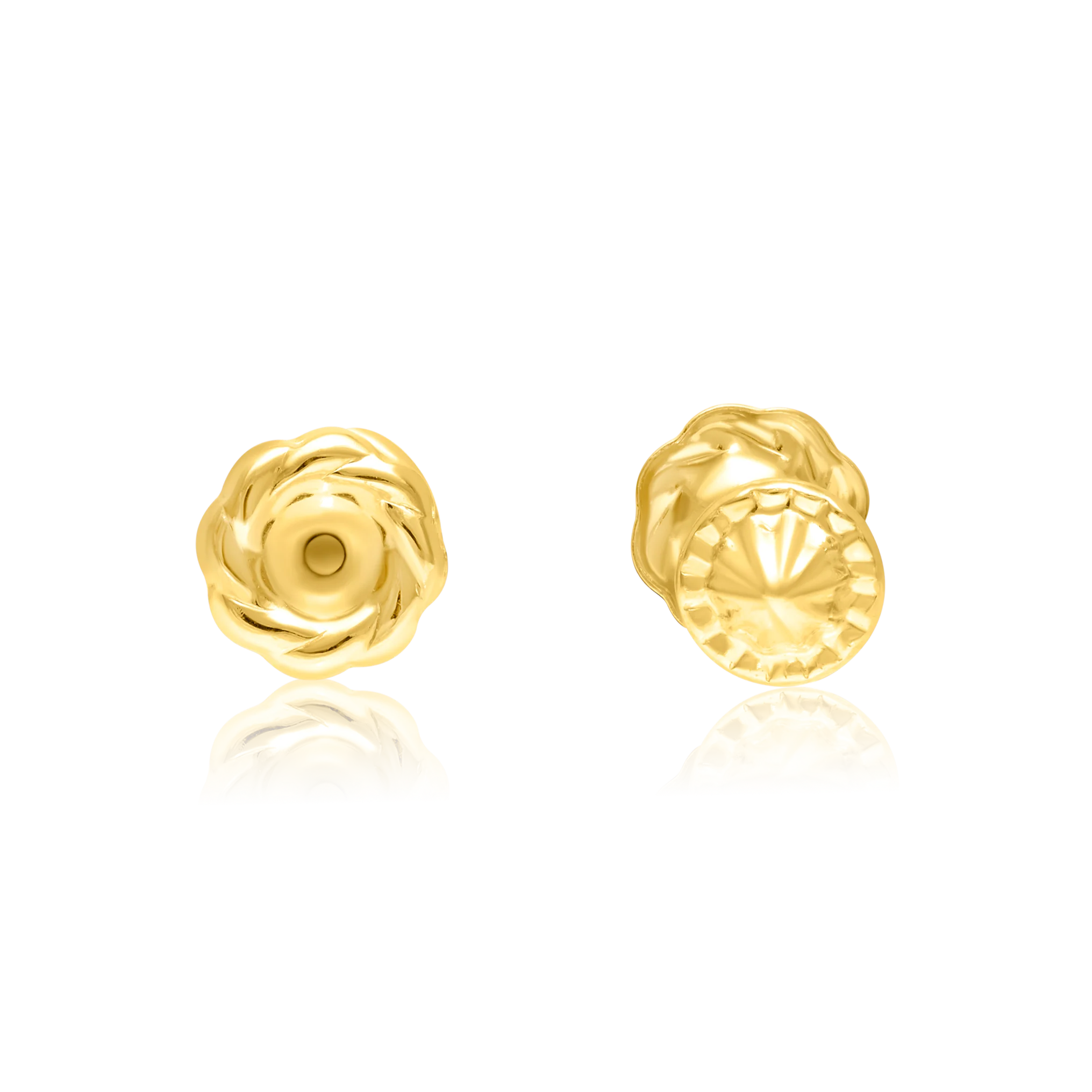 18K Pure Gold Flower Screw Earring Set Talagold