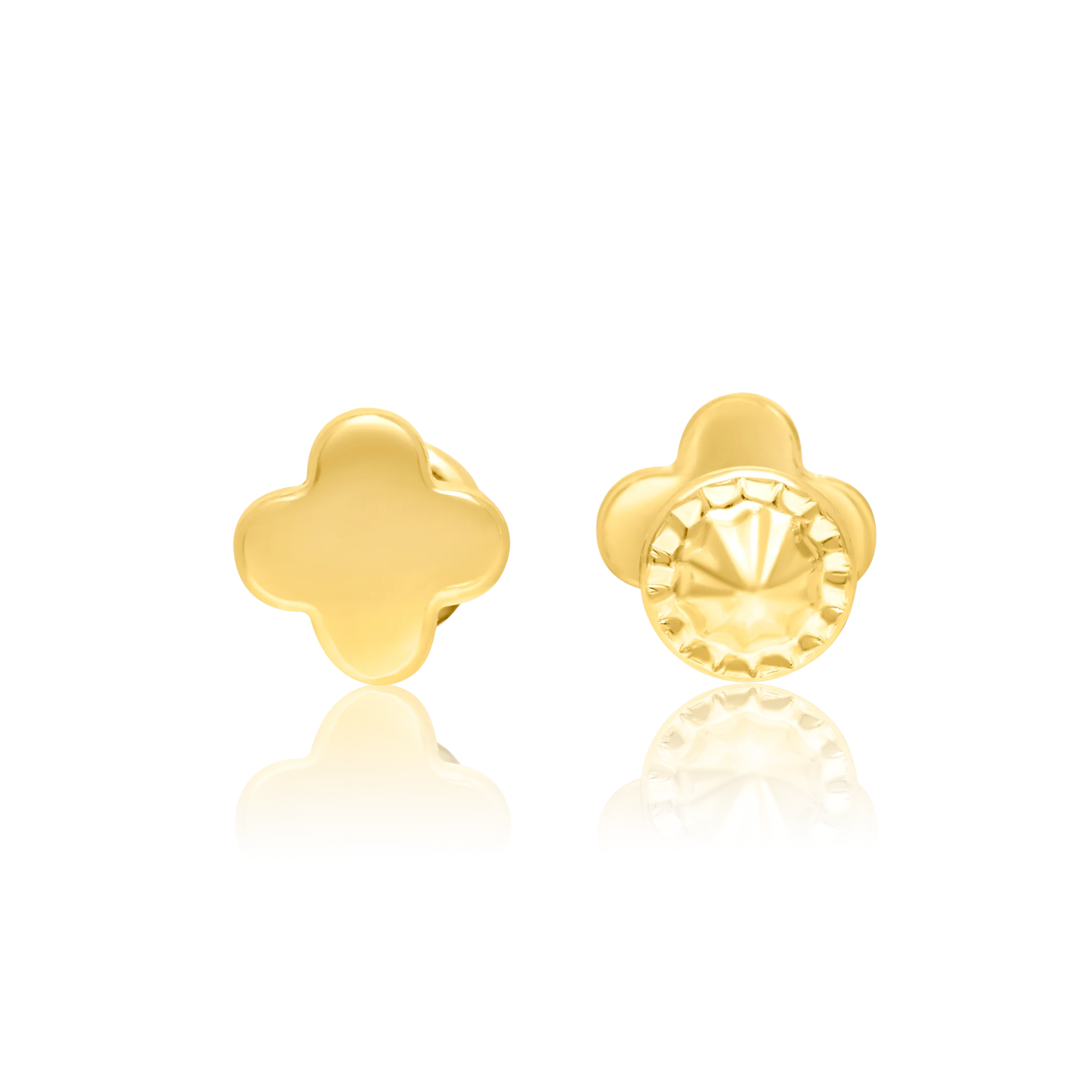 18K Pure Gold Flower Screw Earring Set Talagold