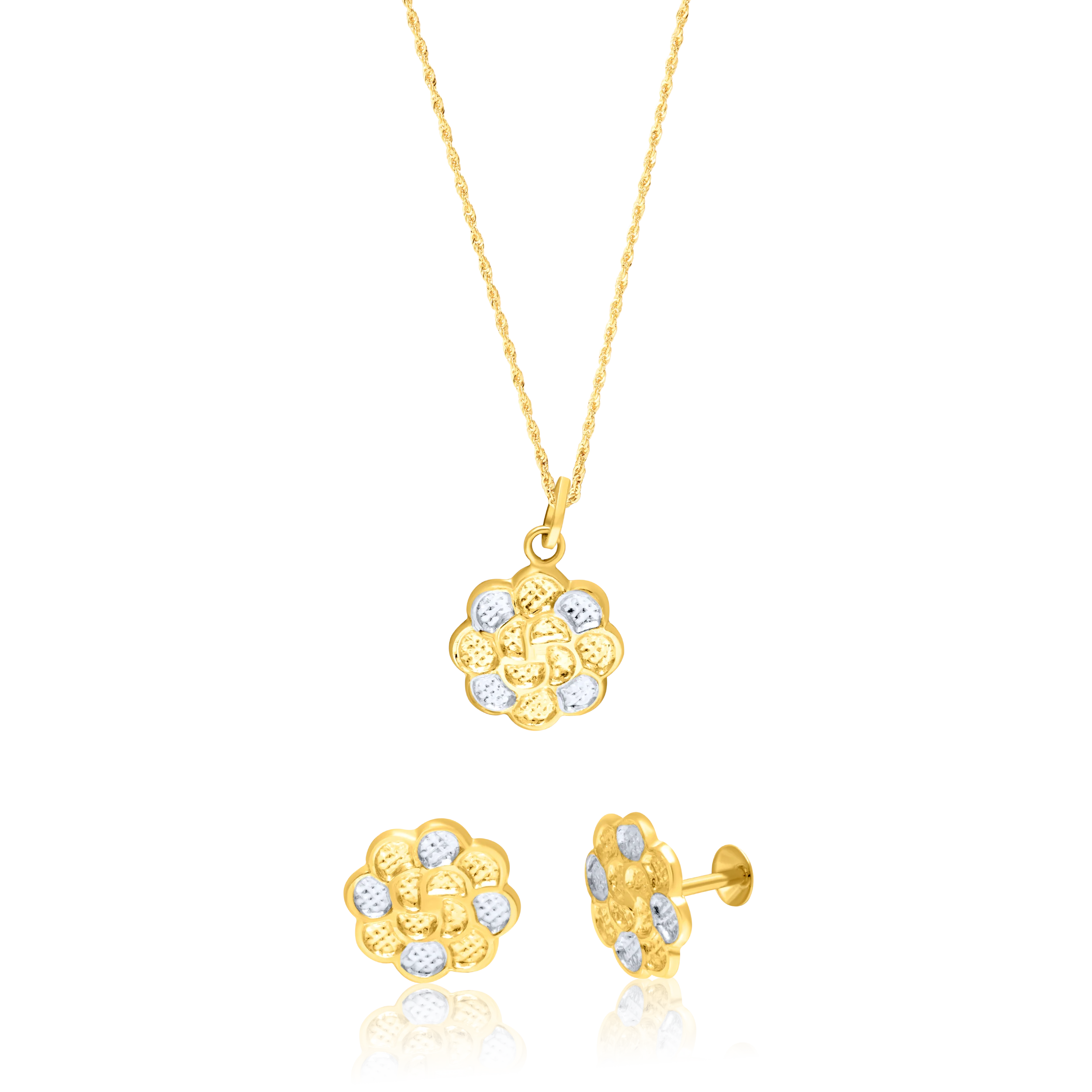 18K Pure Gold Flower Screw Jewelry Set Talagold