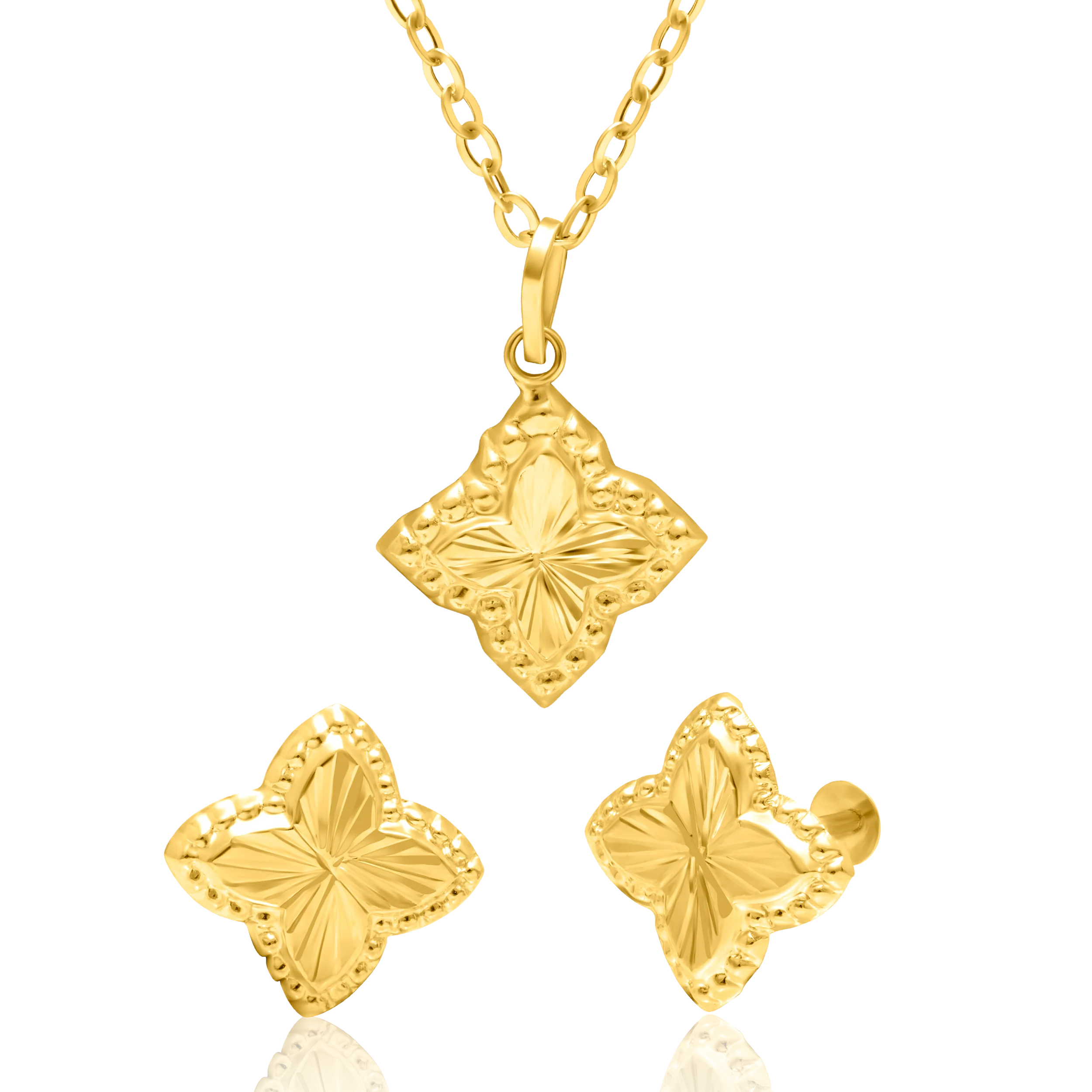 18K Pure Gold Flower Star Jewelry Set Talagold