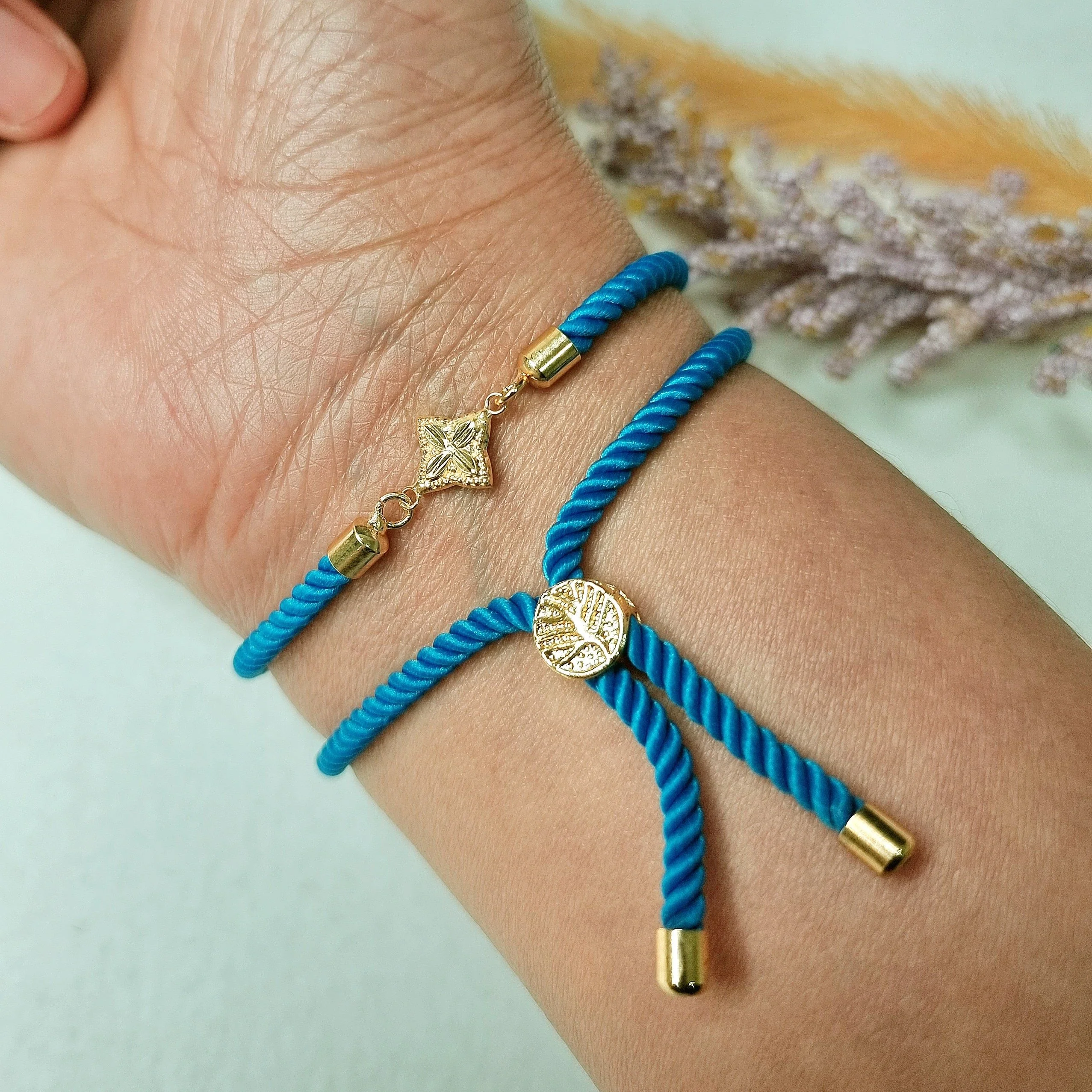 18K Pure Gold Flower Thread Bracelet Talagold - Image 2