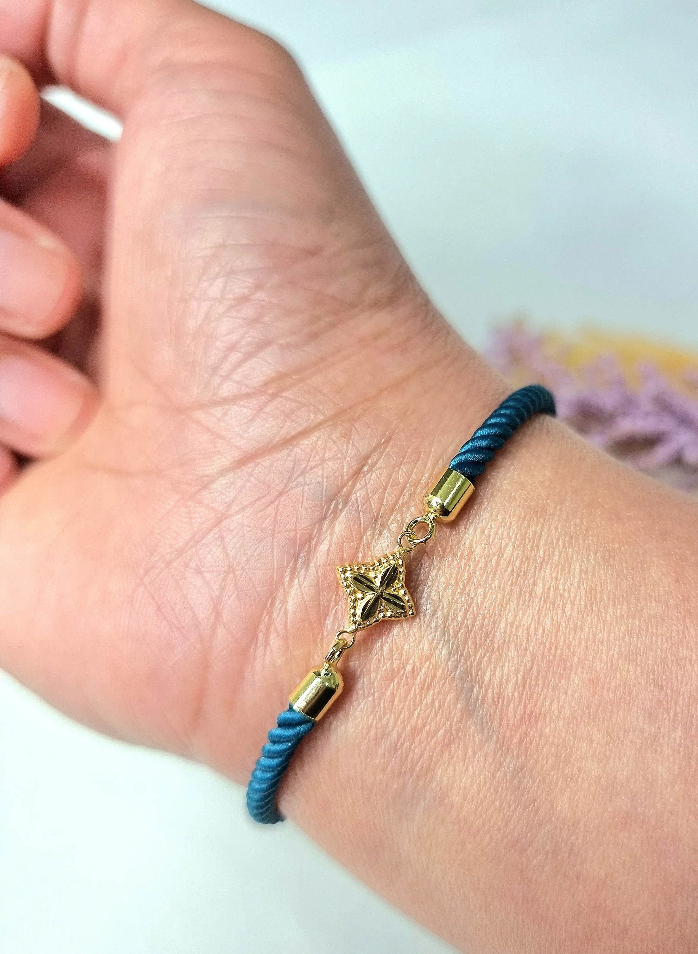 18K Pure Gold Flower Thread Bracelet Talagold - Image 6
