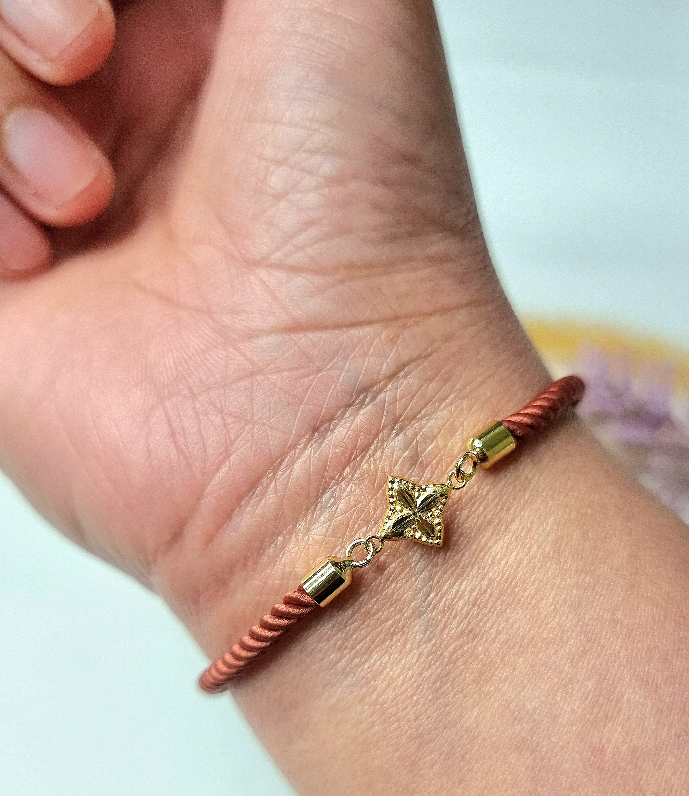 18K Pure Gold Flower Thread Bracelet Talagold - Image 8