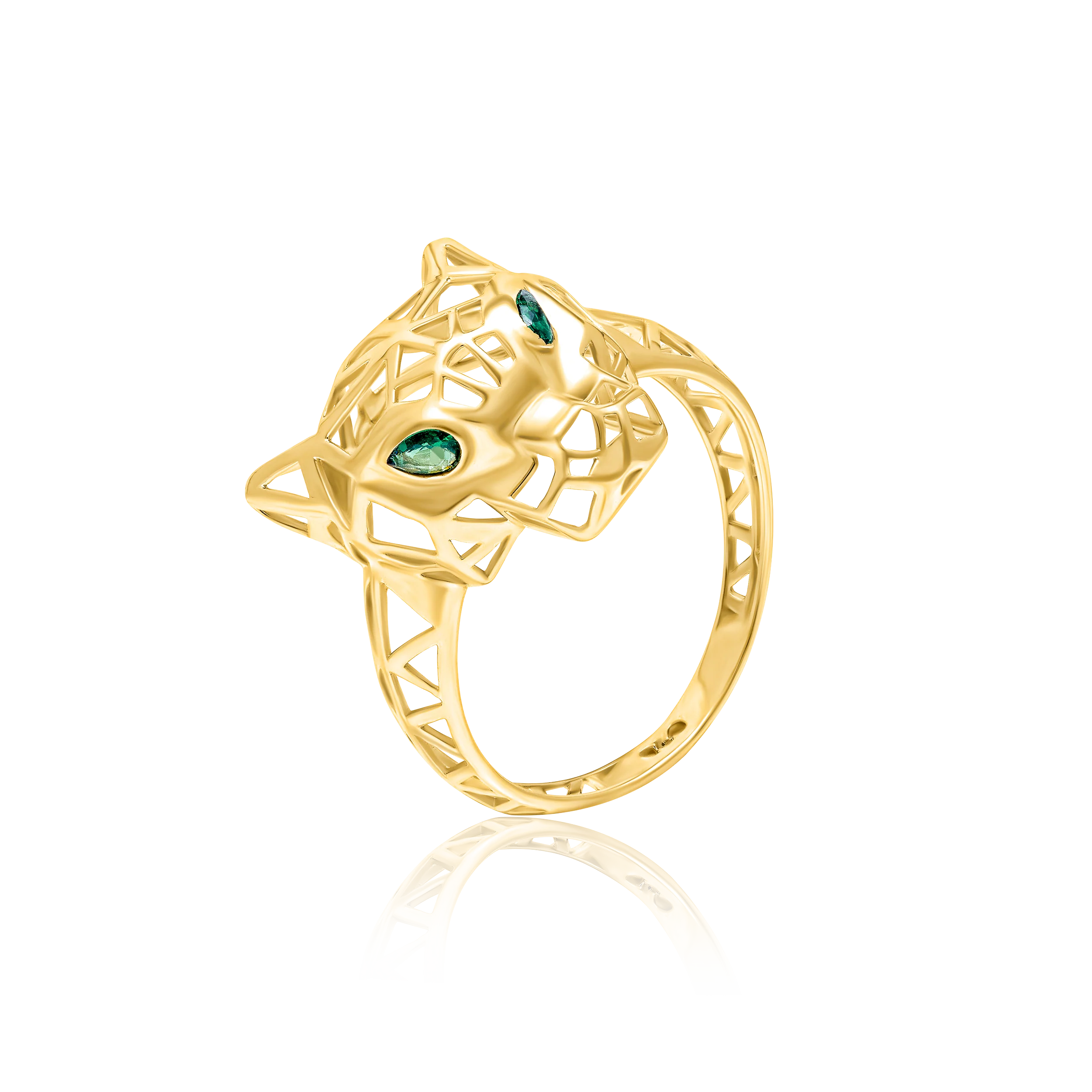 18K Pure Gold Green Panther Ring Talagold