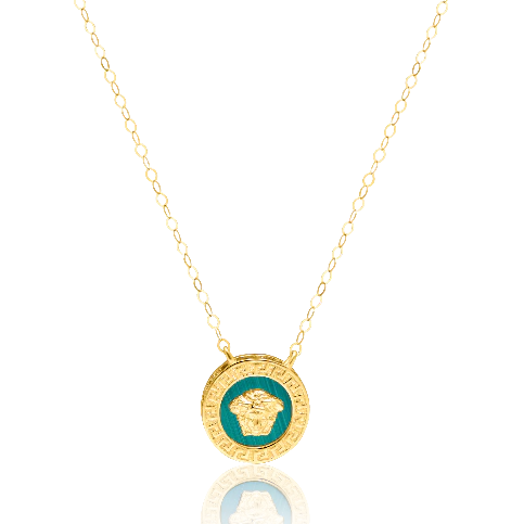 18K Pure Gold Green V.R.C Necklace Talagold
