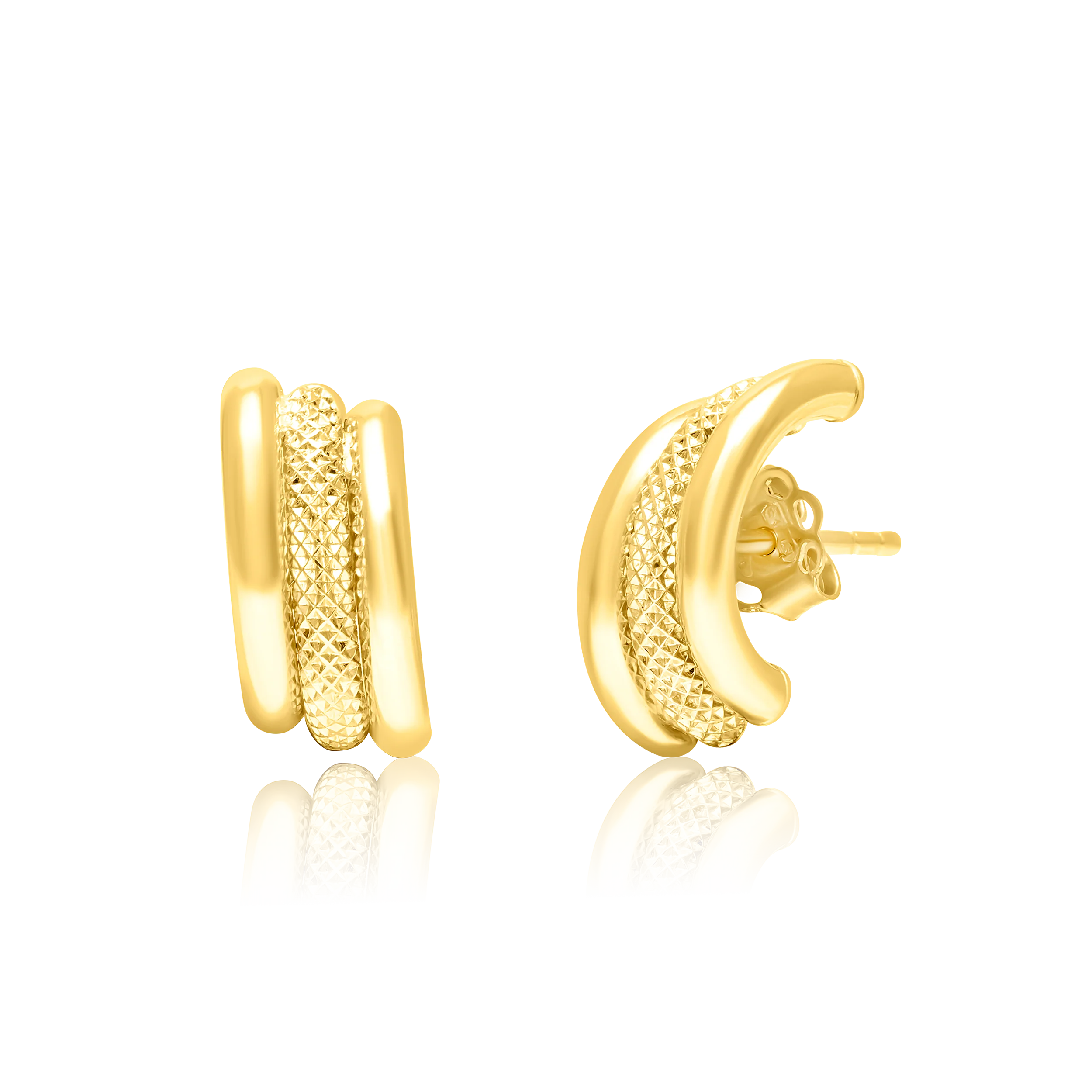 18K Pure Gold Half Curved Earring Set Talagold