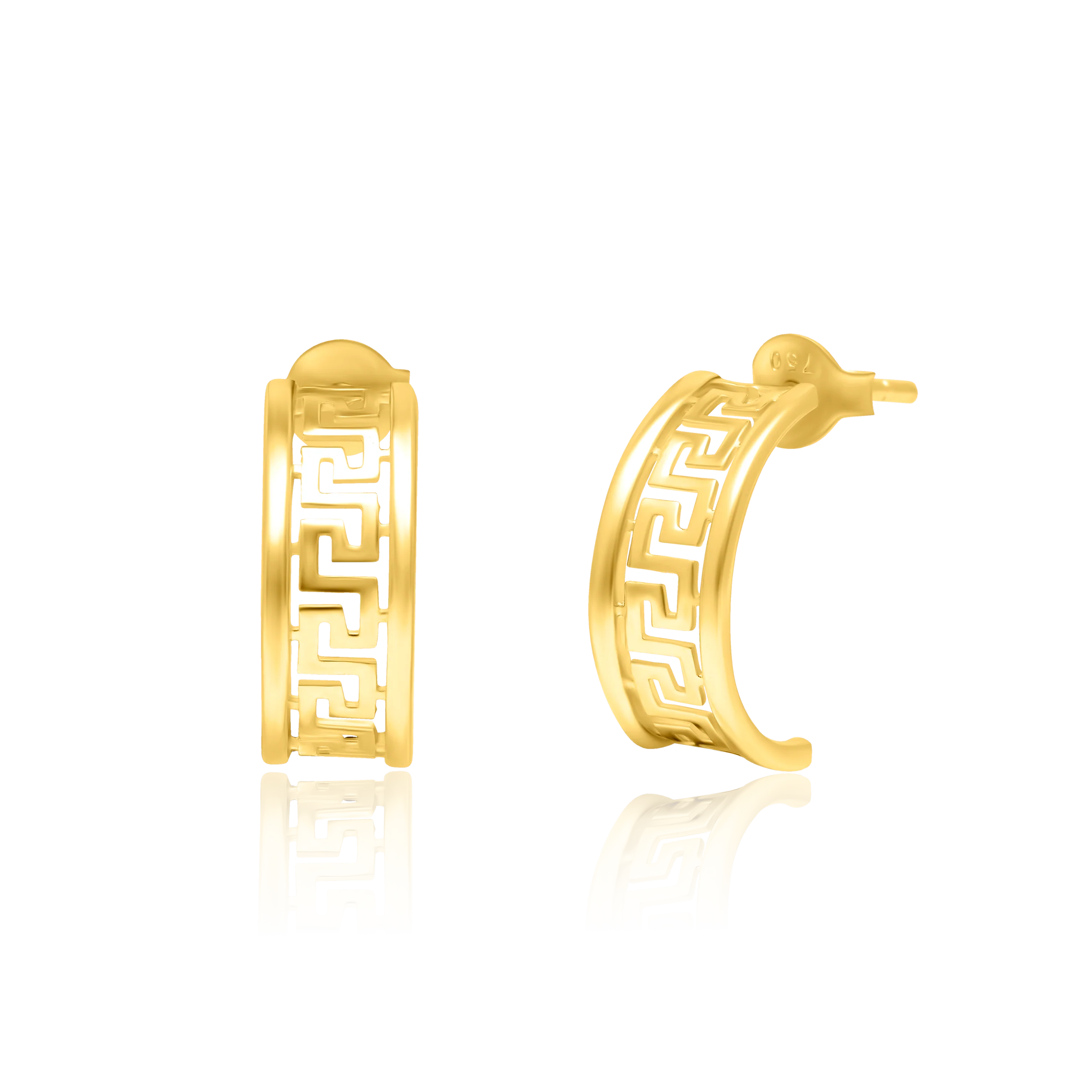 18K Pure Gold Half Curved Earring Set Talagold