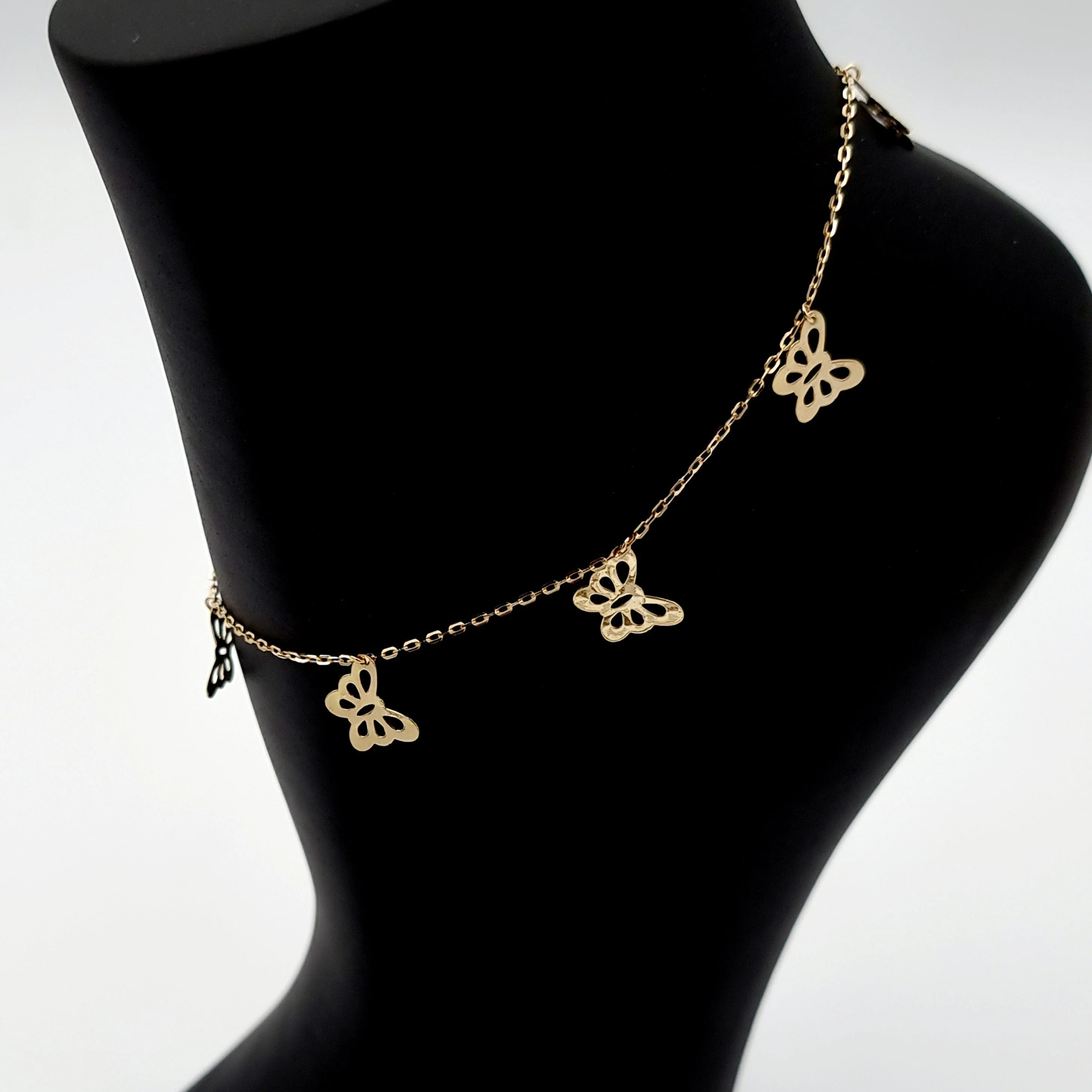 18K Pure Gold Hanging Butterfly Anklet - Image 3