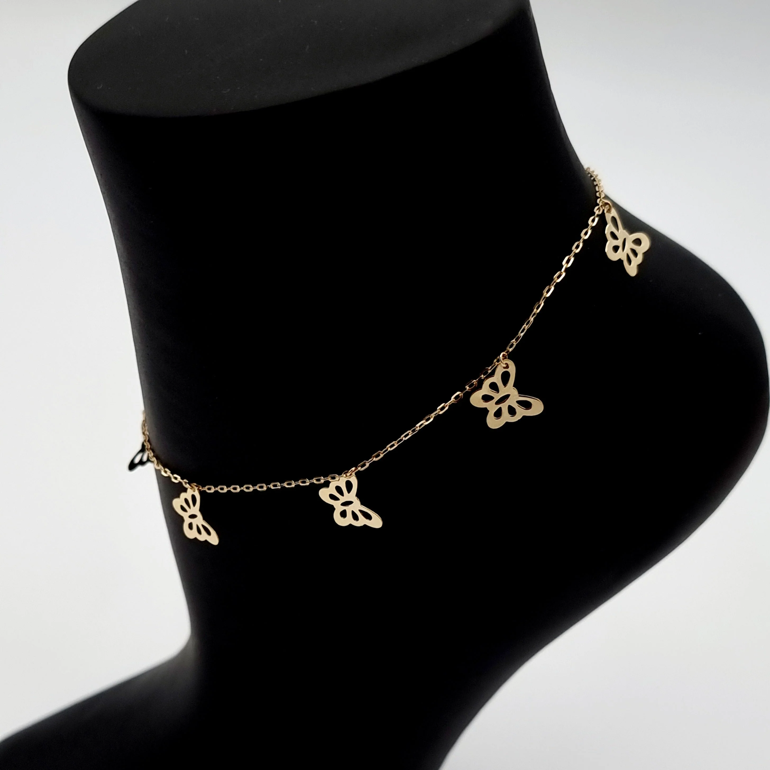 18K Pure Gold Hanging Butterfly Anklet - Image 4