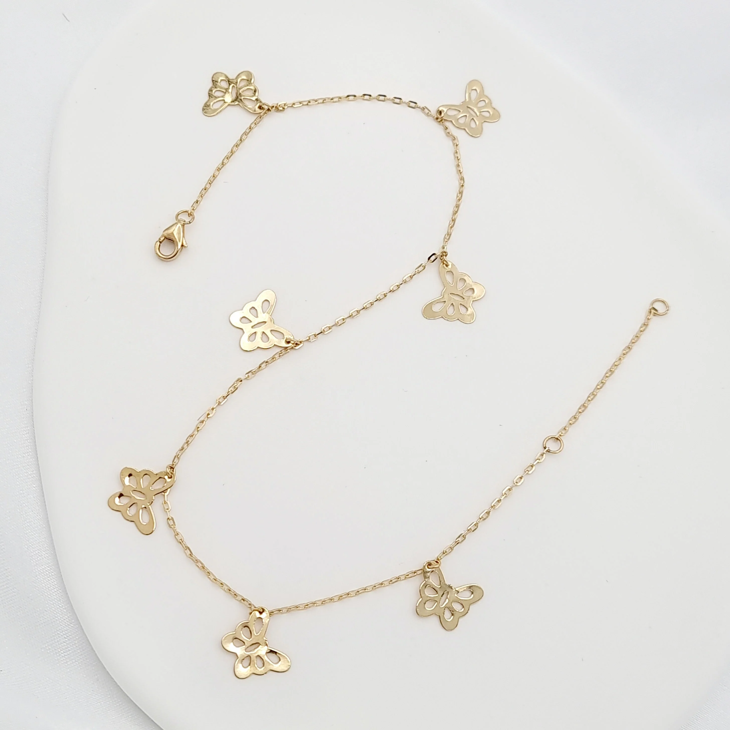 18K Pure Gold Hanging Butterfly Anklet - Image 5