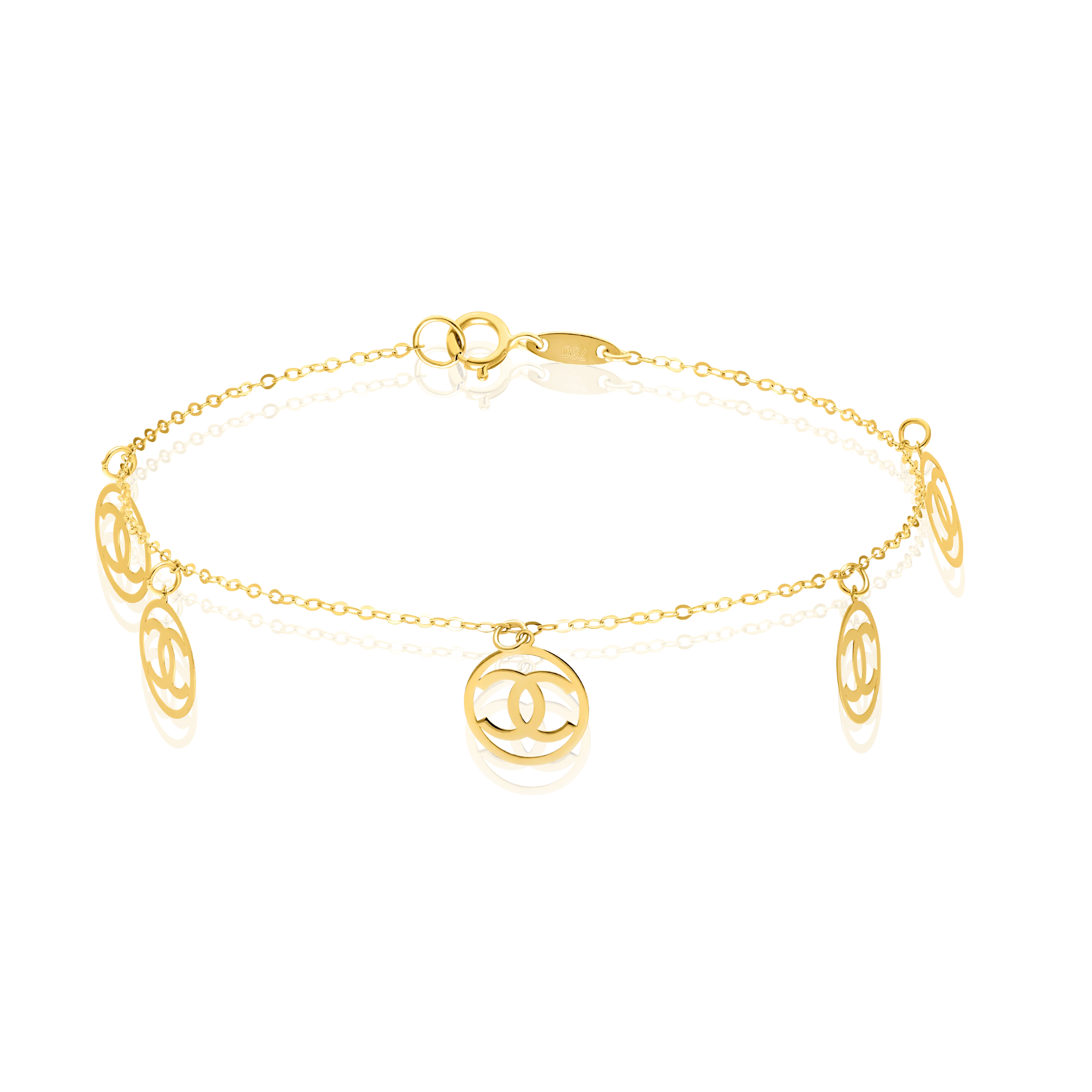 18K Pure Gold Hanging C.H Bracelet Talagold