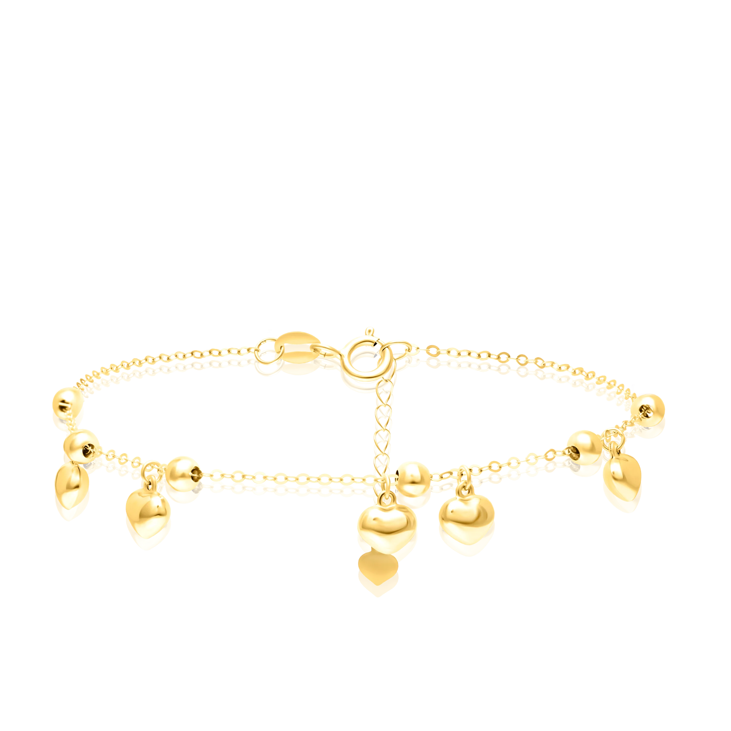 18K Pure Gold Hanging Heart Bracelet Talagold