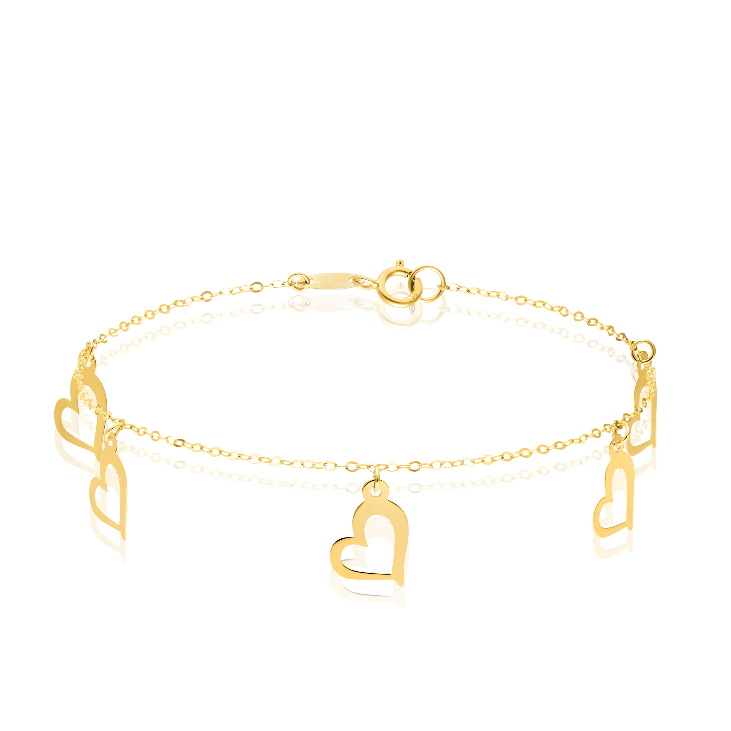 18K Pure Gold Hanging Heart Bracelet Talagold
