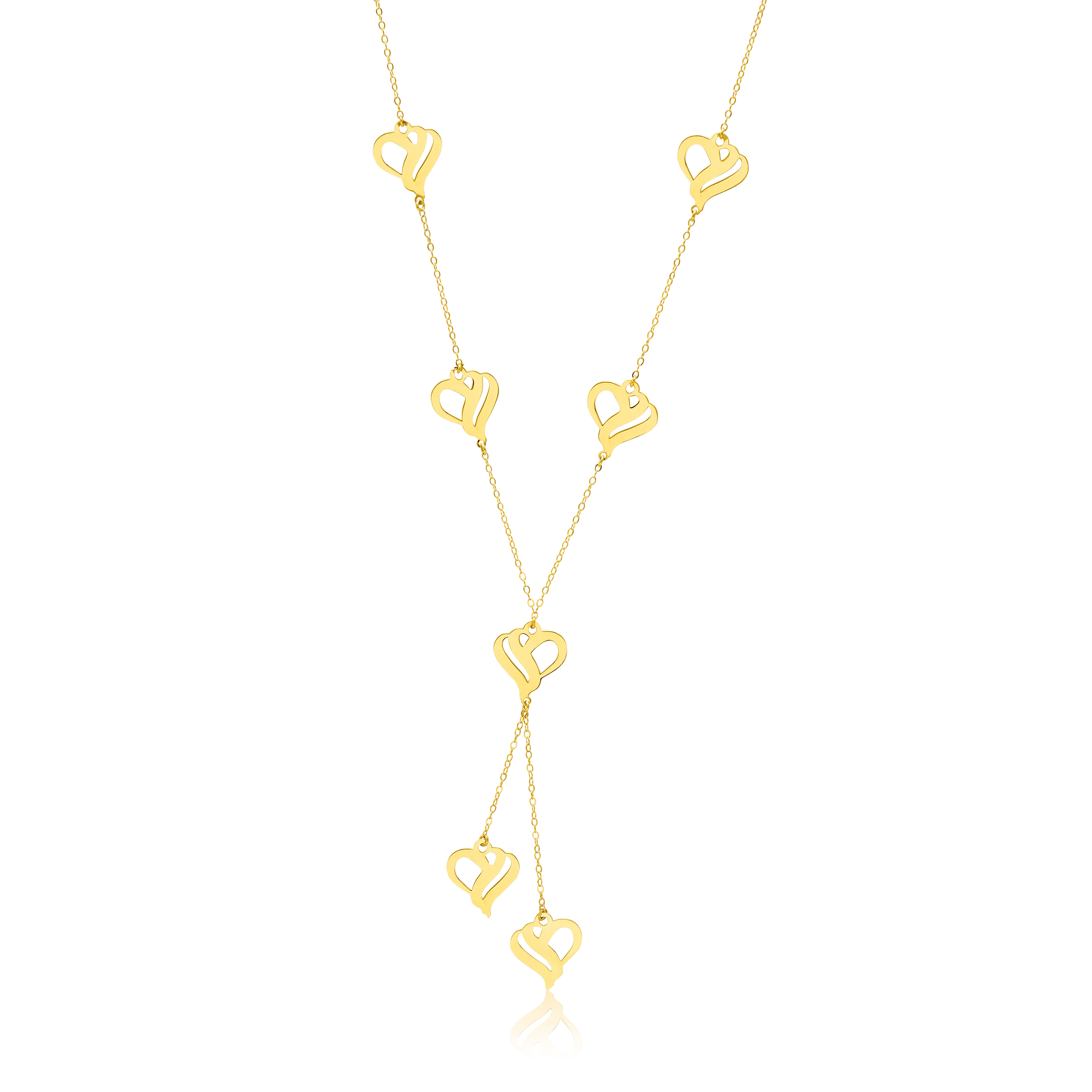 18K Pure Gold Hanging Heart Necklace Talagold