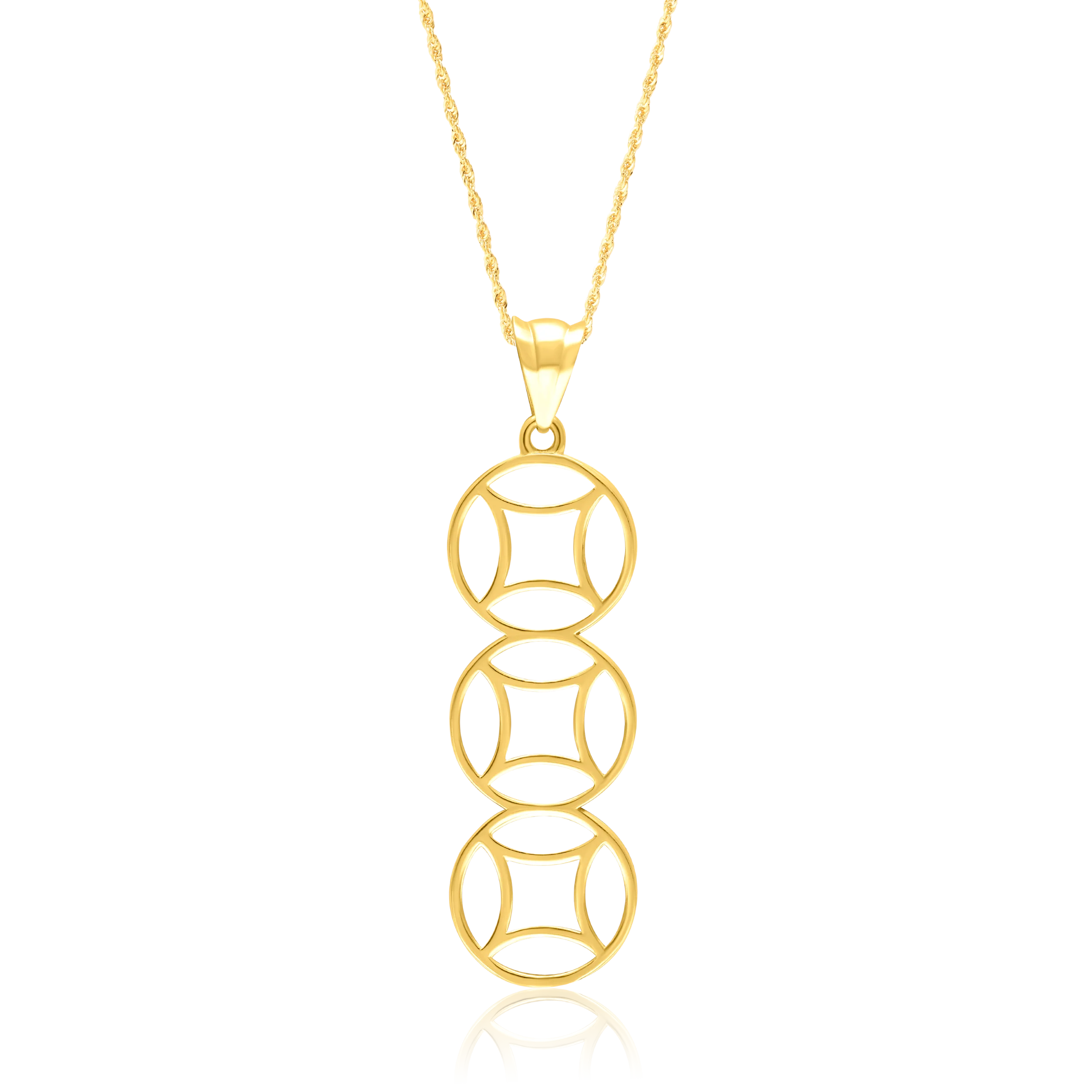 18K Pure Gold Hanging Round Necklace Talagold