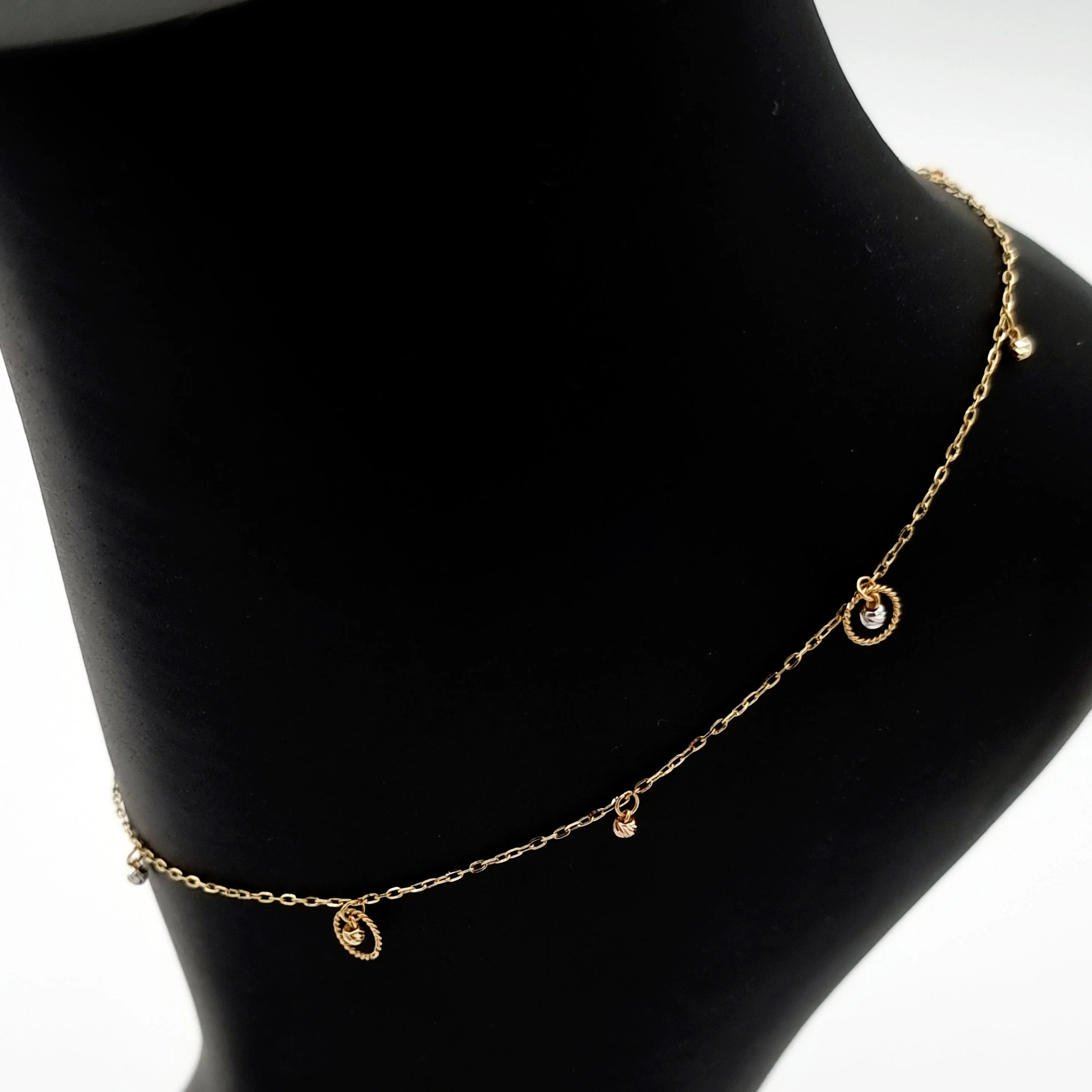18K Pure Gold Hanging Small Seed Anklet - Image 4