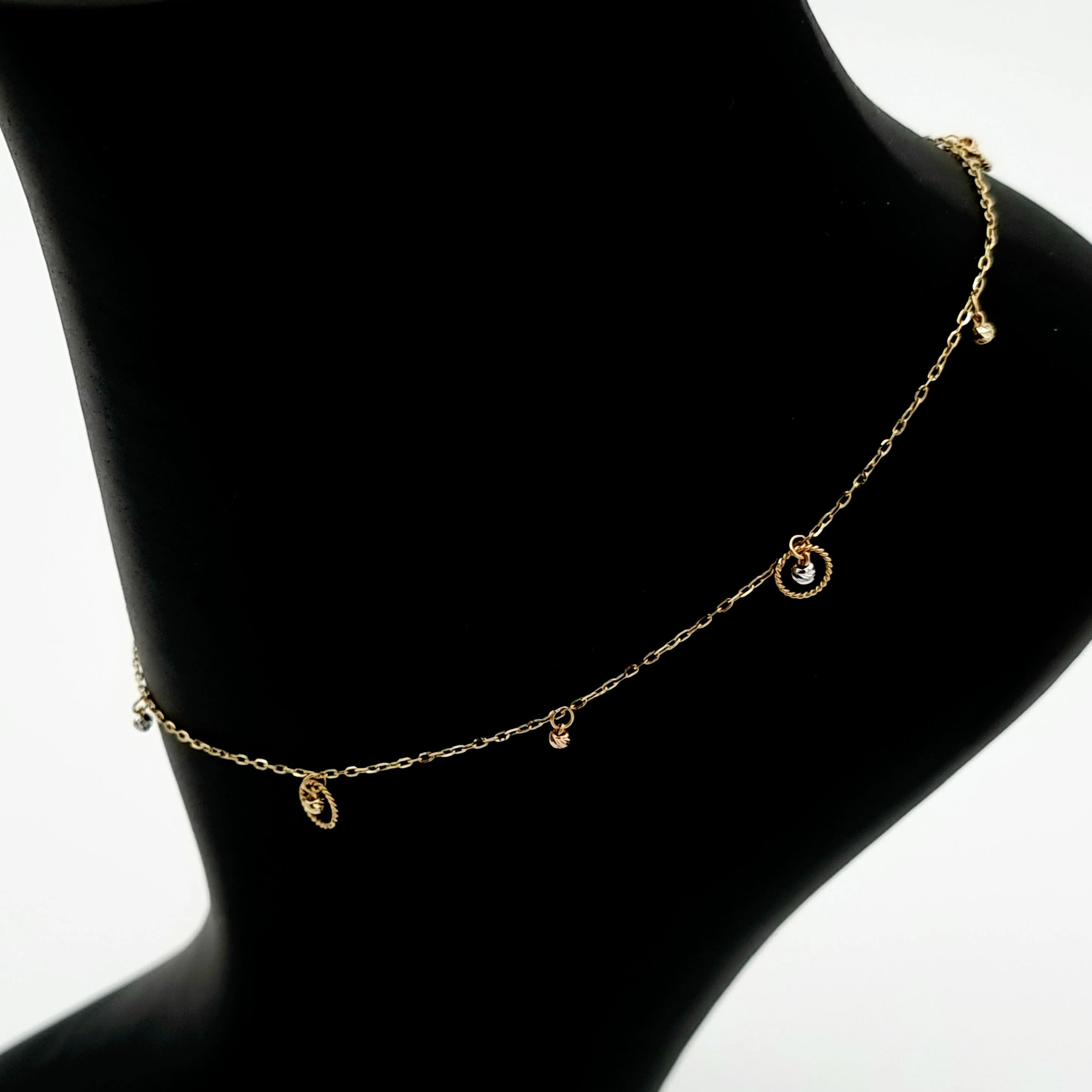18K Pure Gold Hanging Small Seed Anklet - Image 5