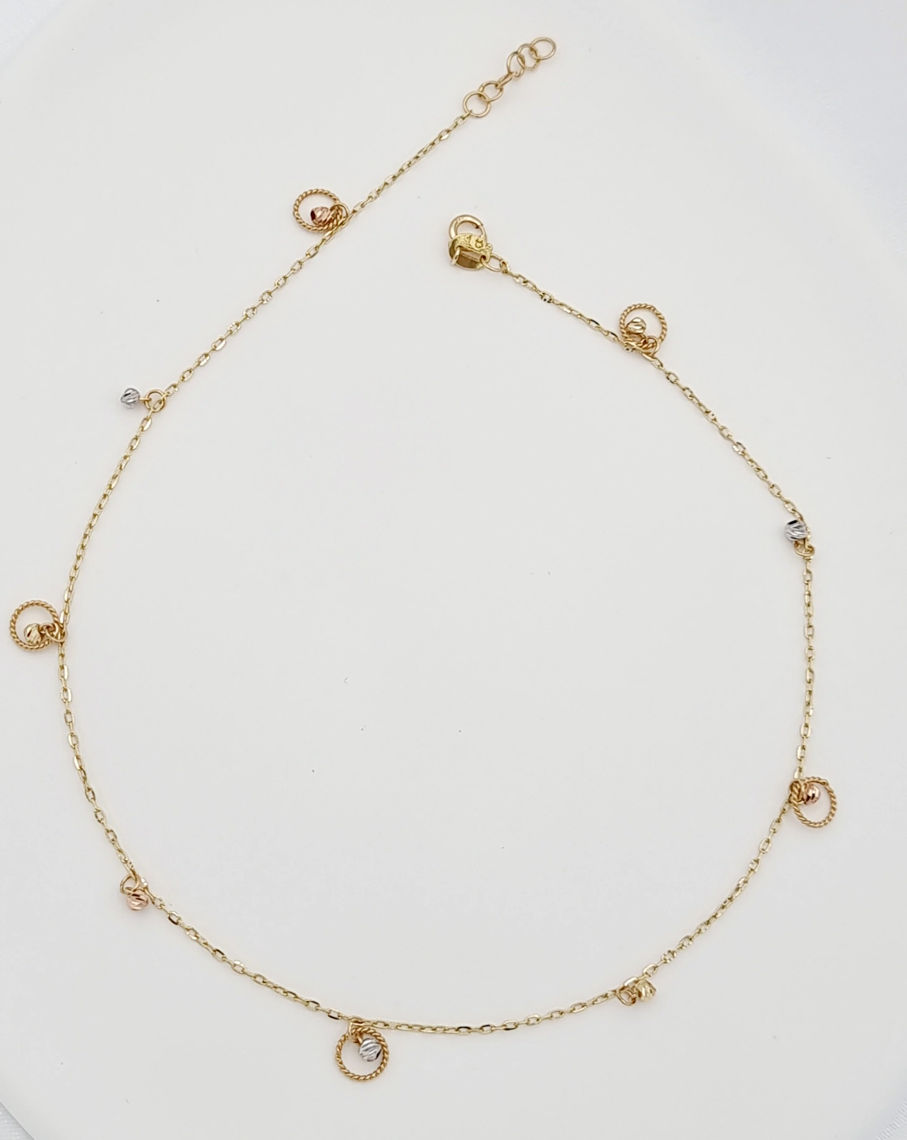 18K Pure Gold Hanging Small Seed Anklet - Image 6