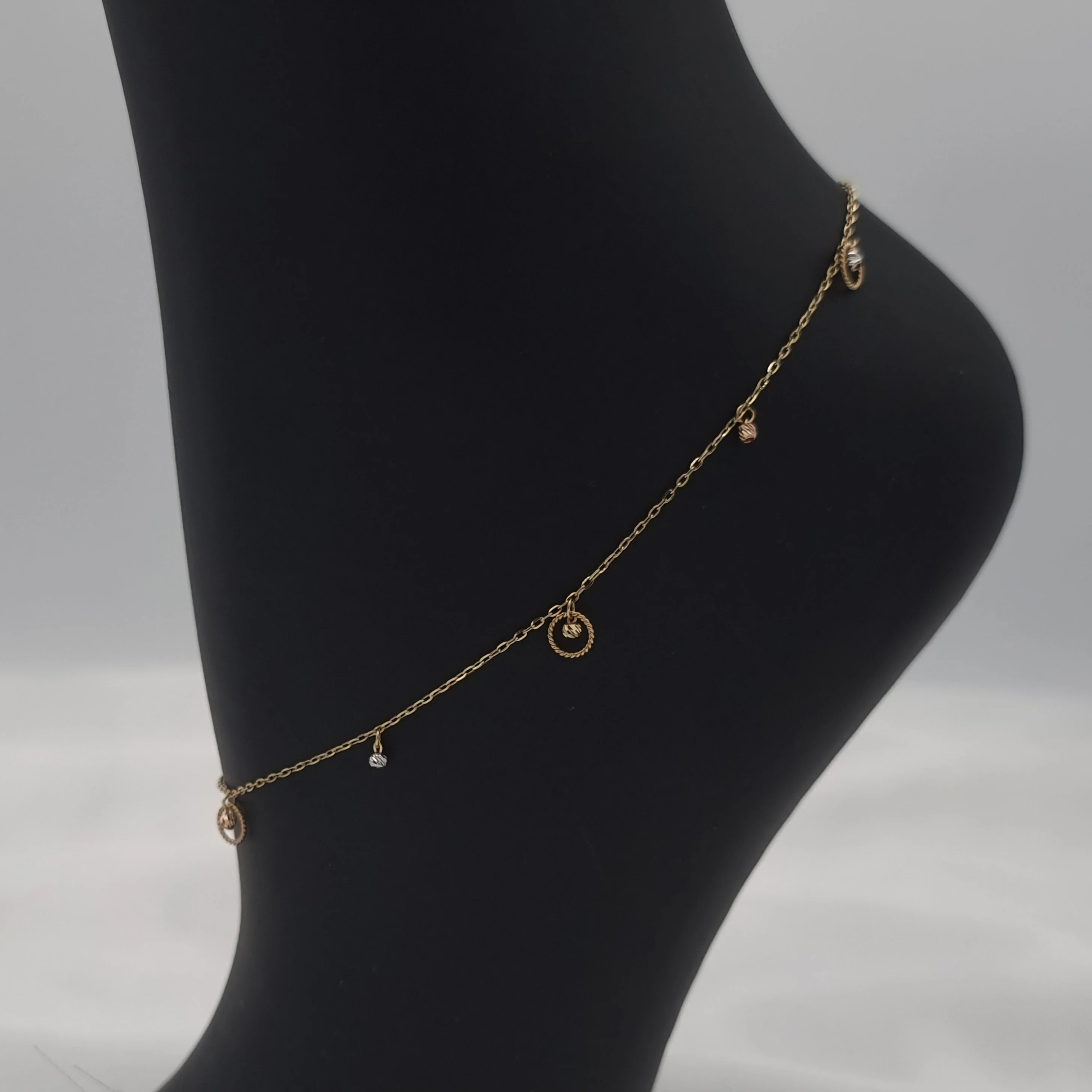 18K Pure Gold Hanging Small Seed Anklet - Image 7
