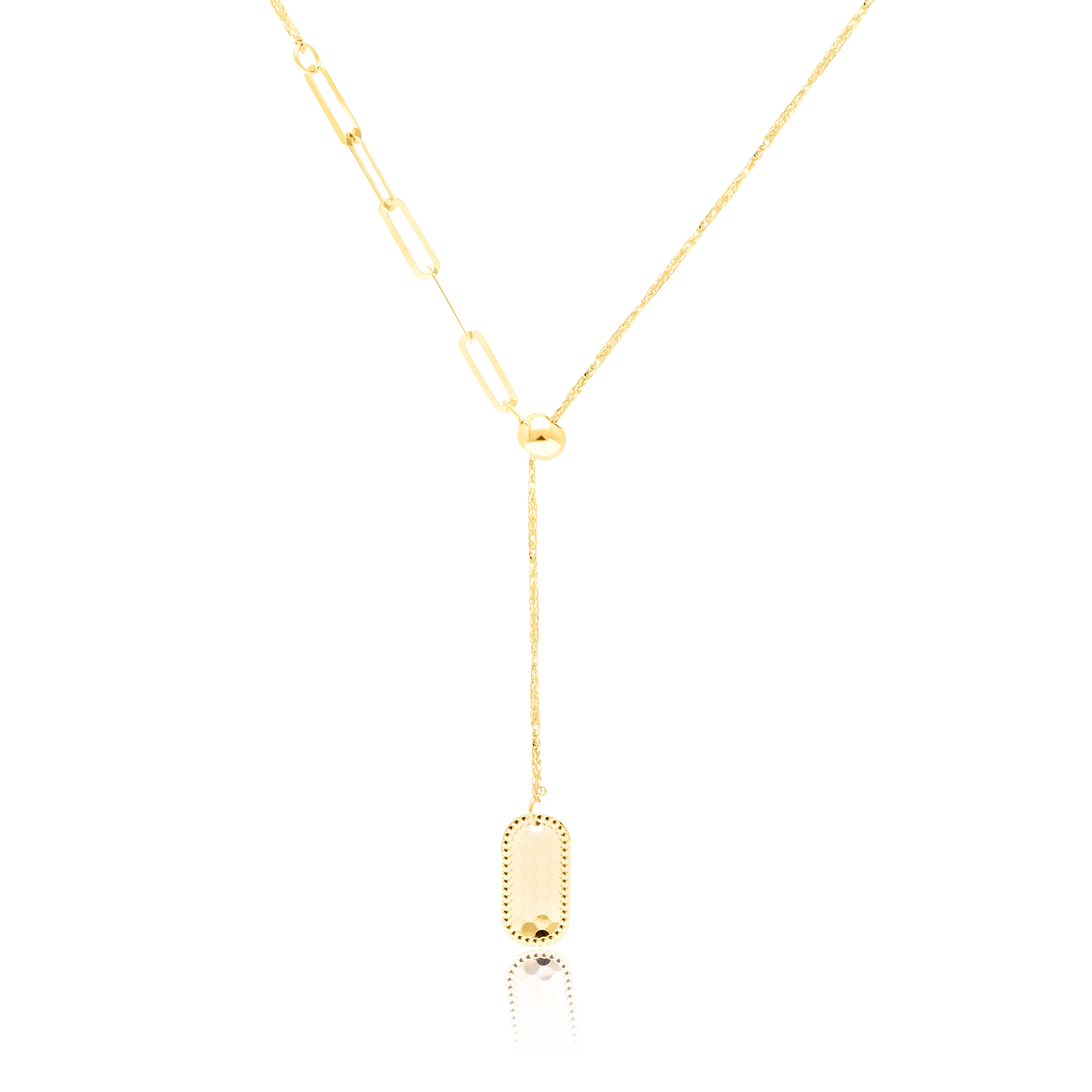 18K Pure Gold Hanging Square Linked Necklace Talagold