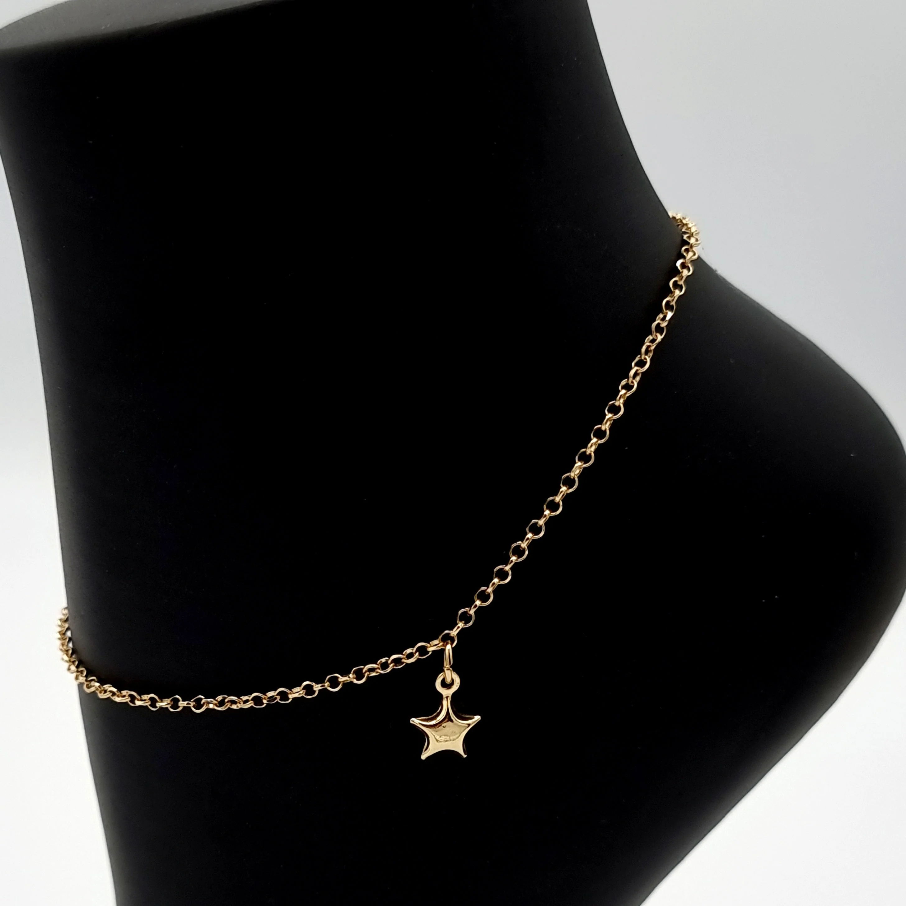 18K Pure Gold Hanging Star Anklet - Image 3