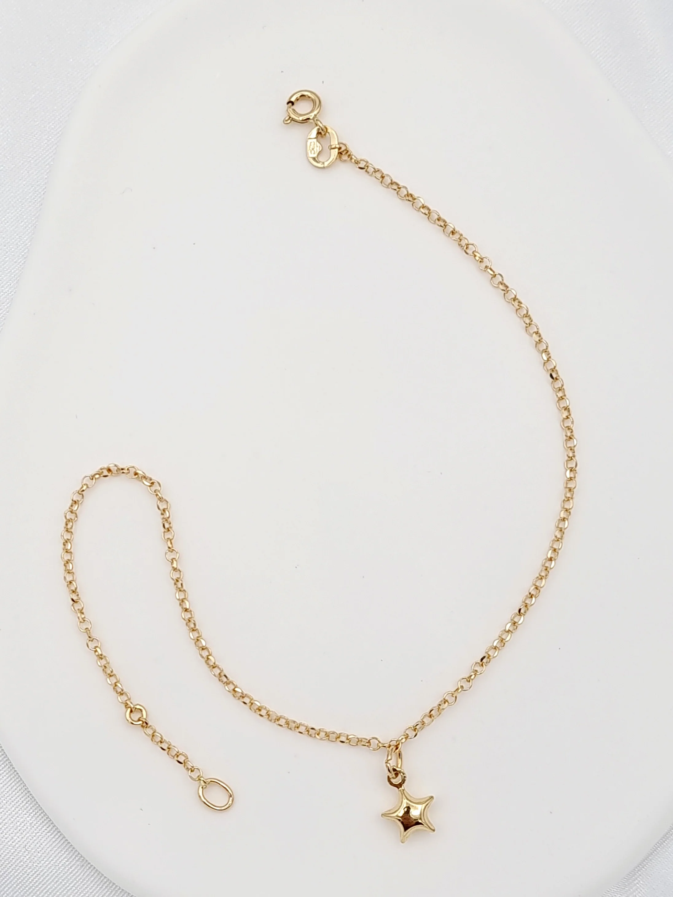 18K Pure Gold Hanging Star Anklet - Image 4