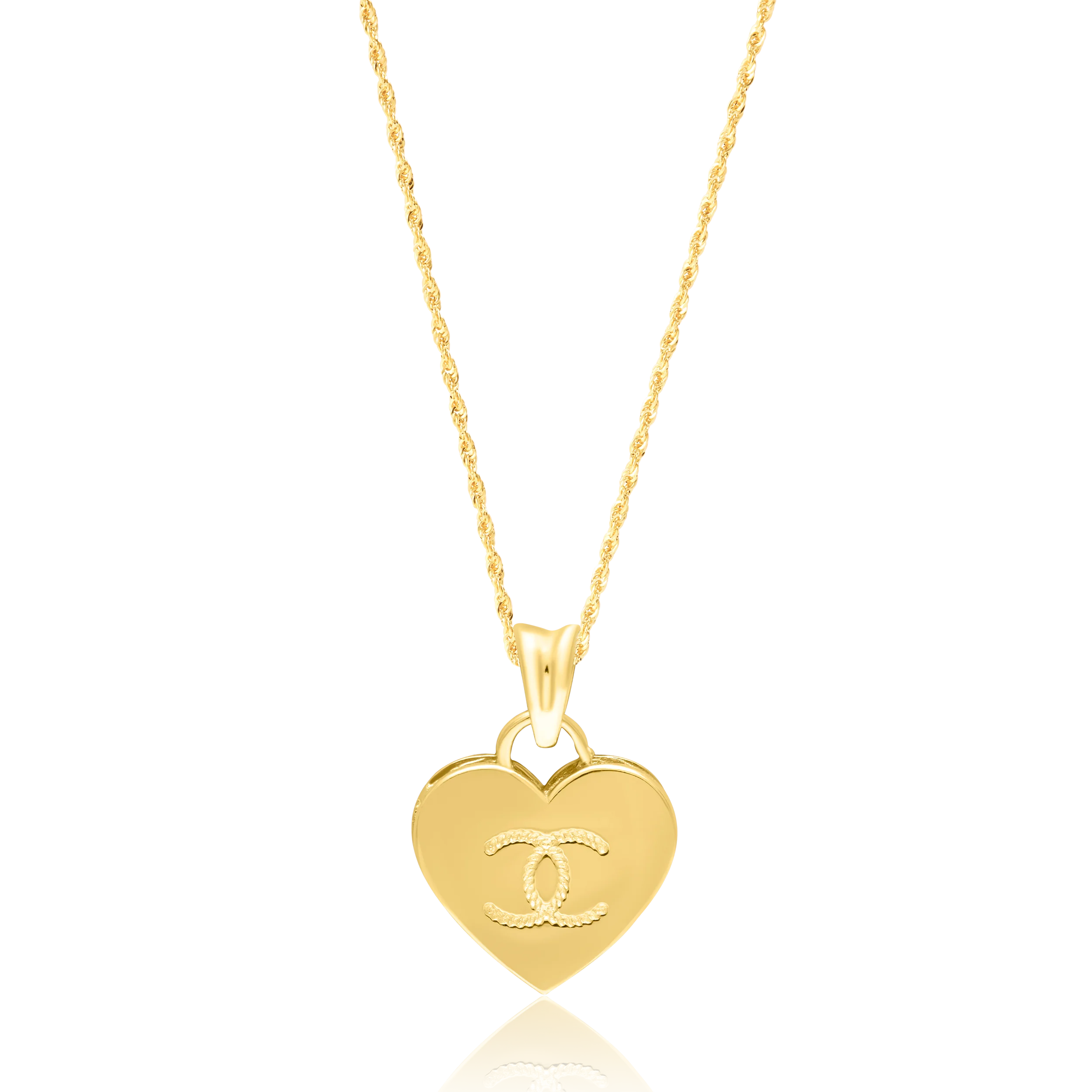 18K Pure Gold Heart C.H Necklace Talagold