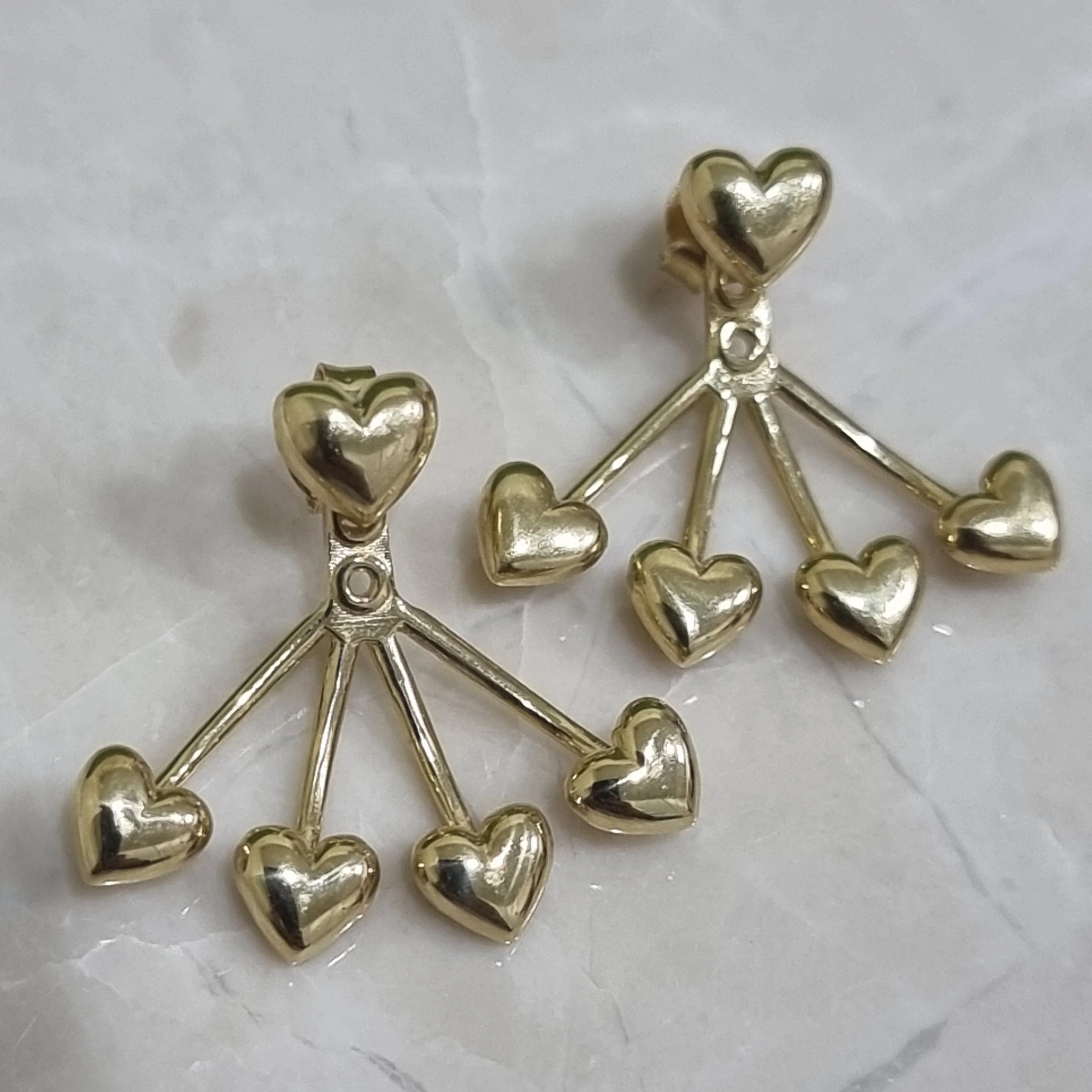 18K Pure Gold Heart Earring Set - Image 4