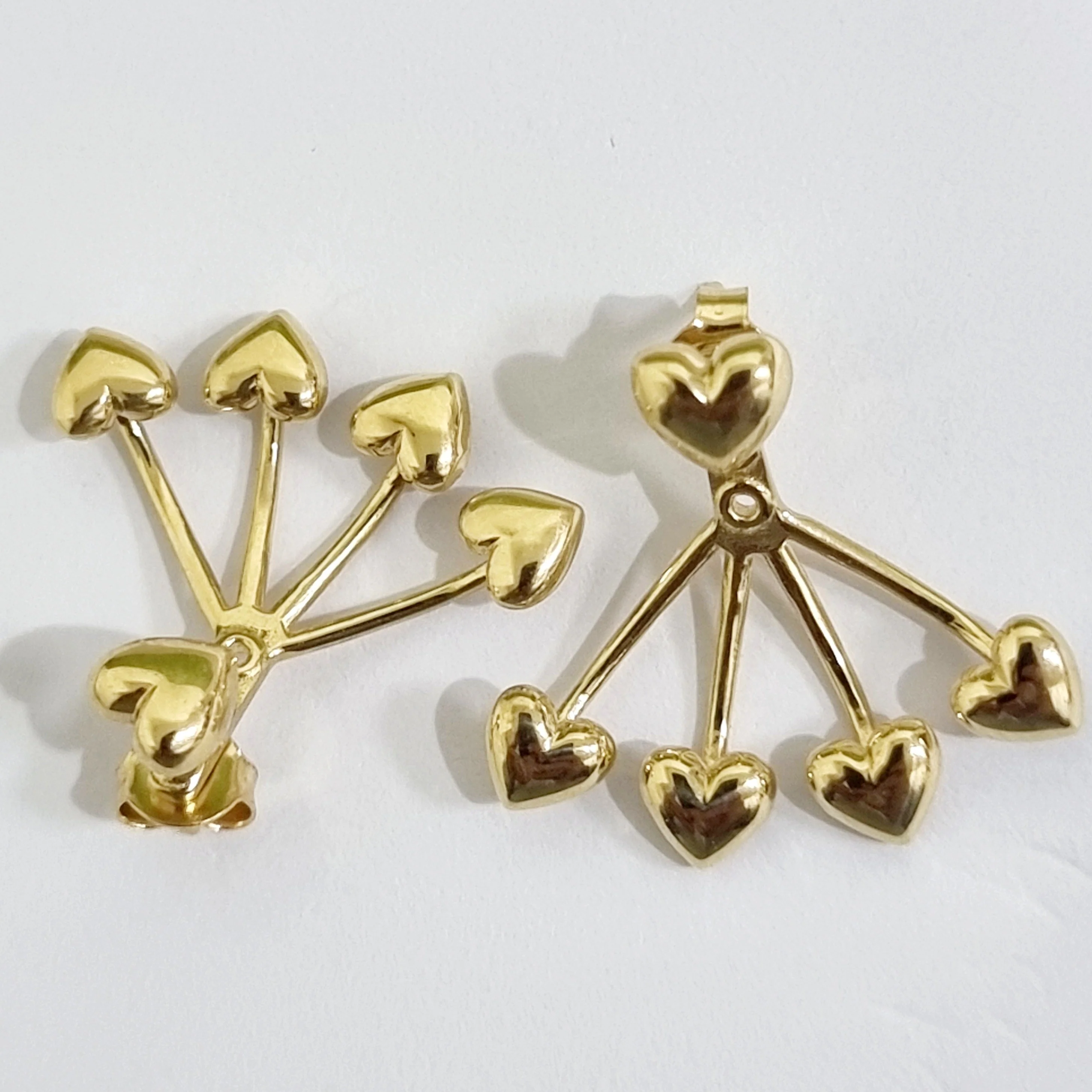 18K Pure Gold Heart Earring Set - Image 6