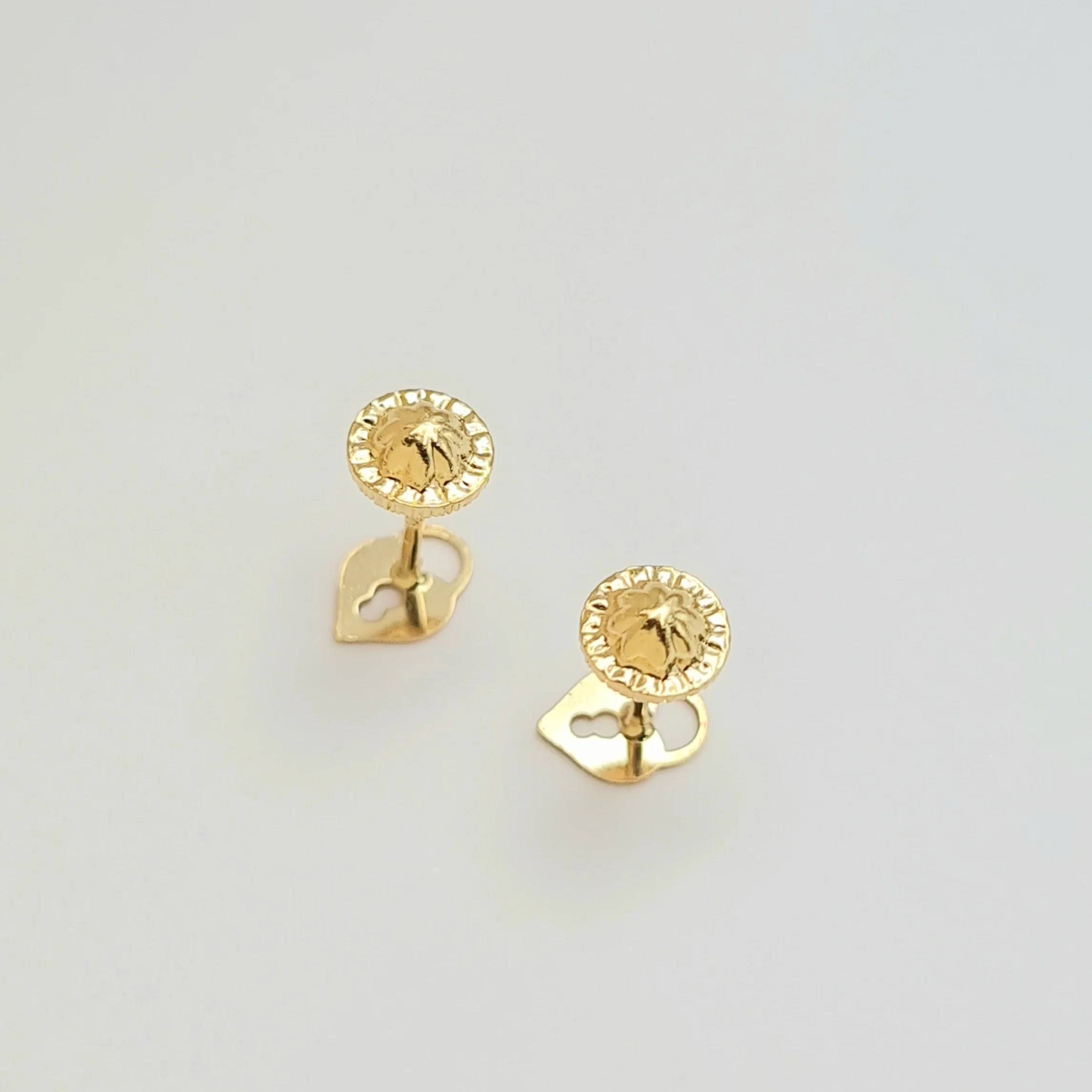 18K Pure Gold Heart Lock Screw Earring Set - Image 3