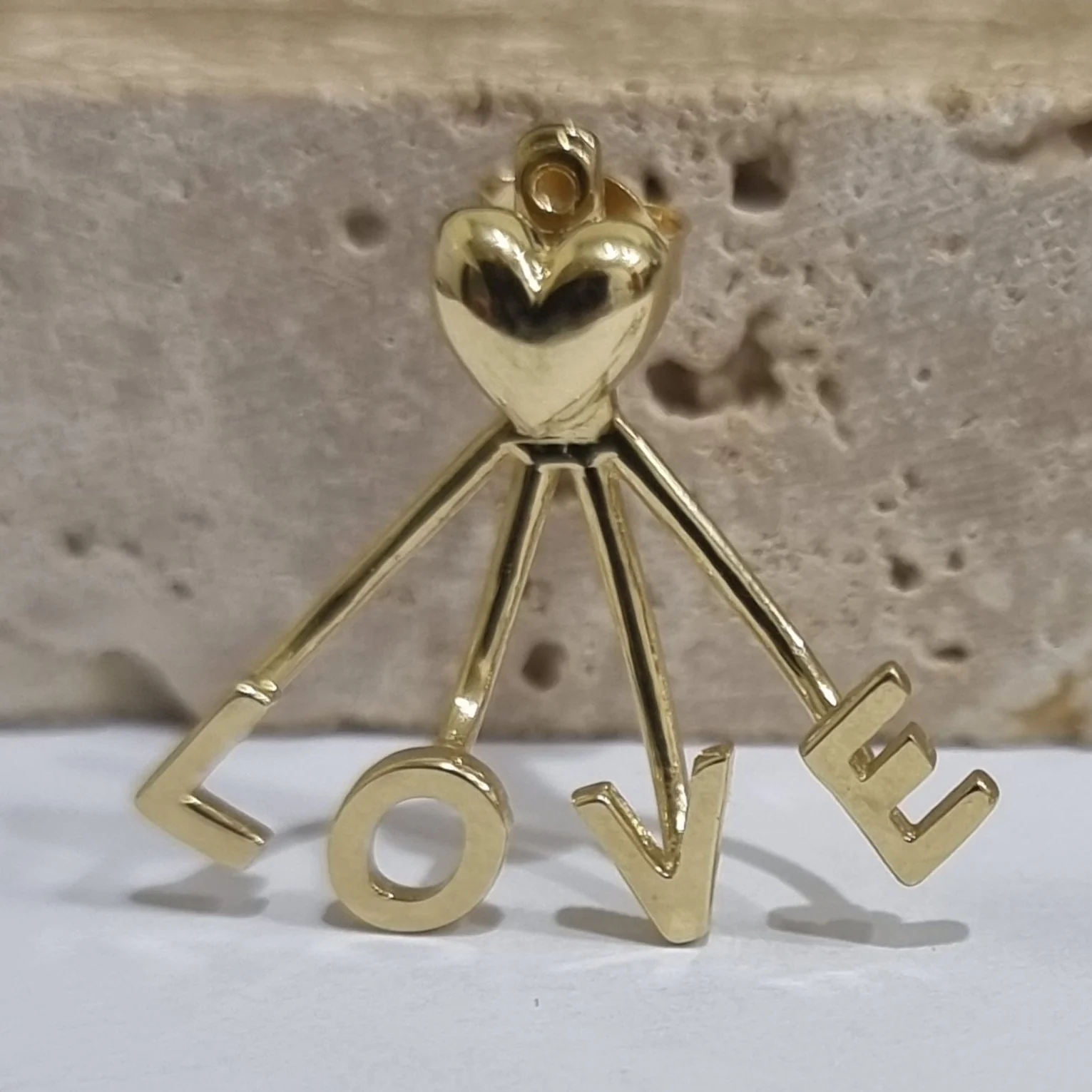 18K Pure Gold Heart Love Earring Set - Image 3