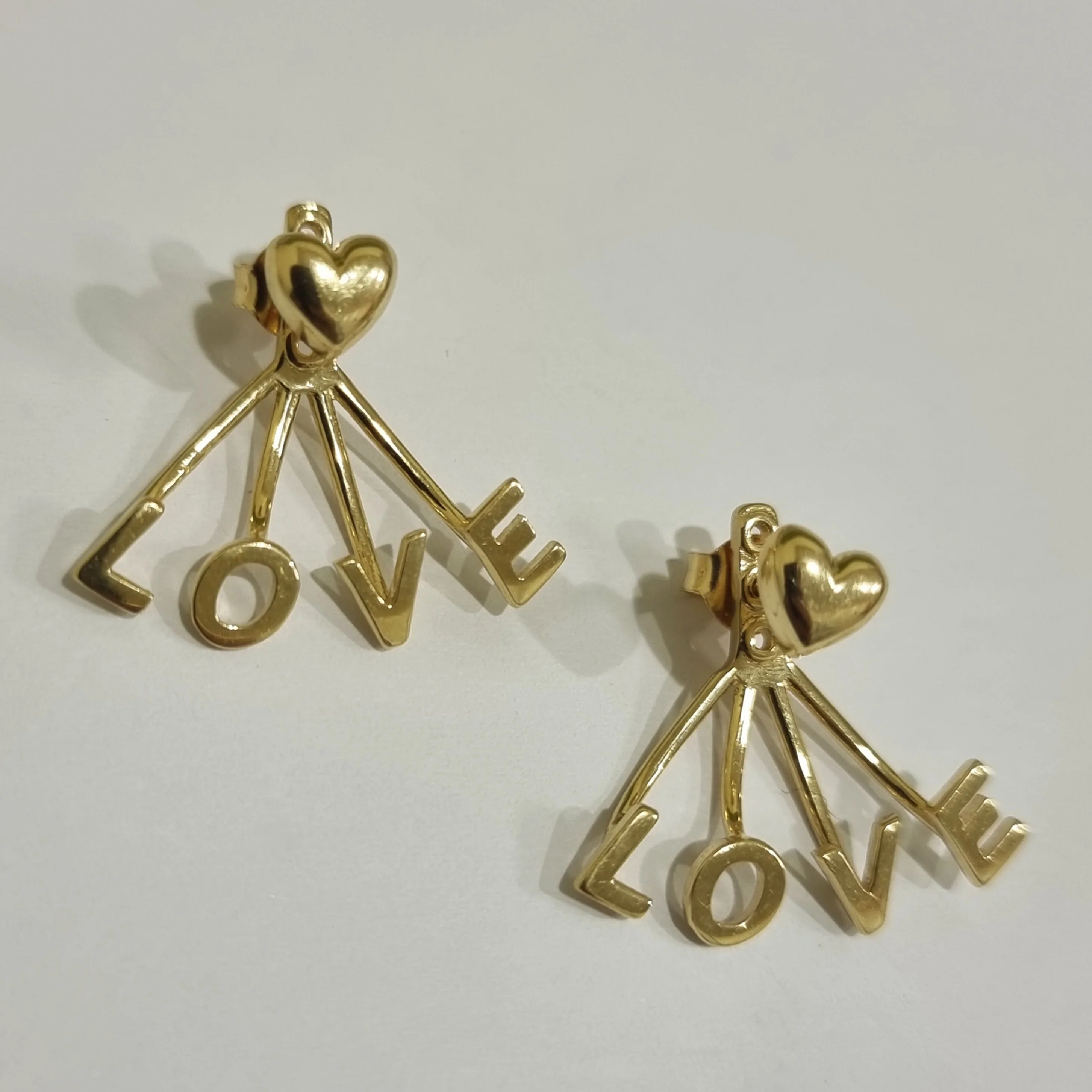 18K Pure Gold Heart Love Earring Set - Image 4