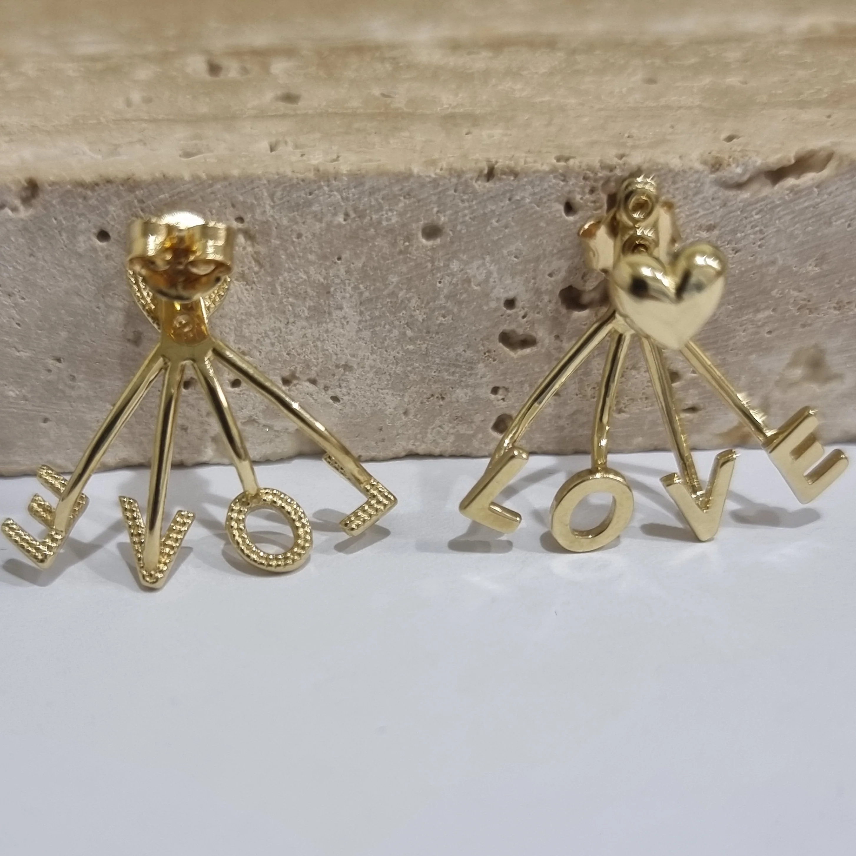 18K Pure Gold Heart Love Earring Set - Image 5