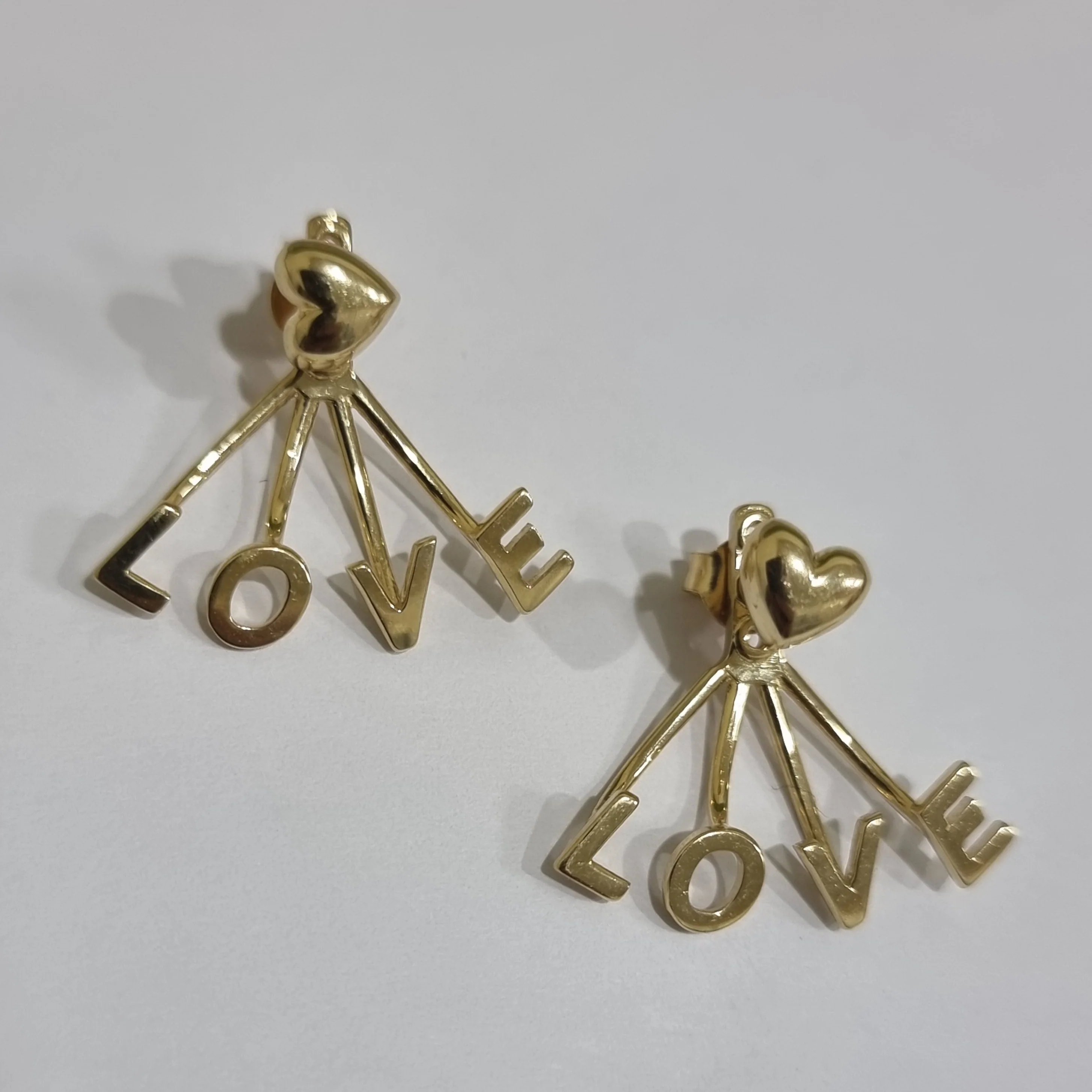 18K Pure Gold Heart Love Earring Set - Image 6