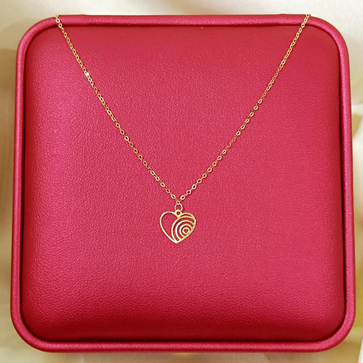 18K Pure Gold Heart Necklace Talagold