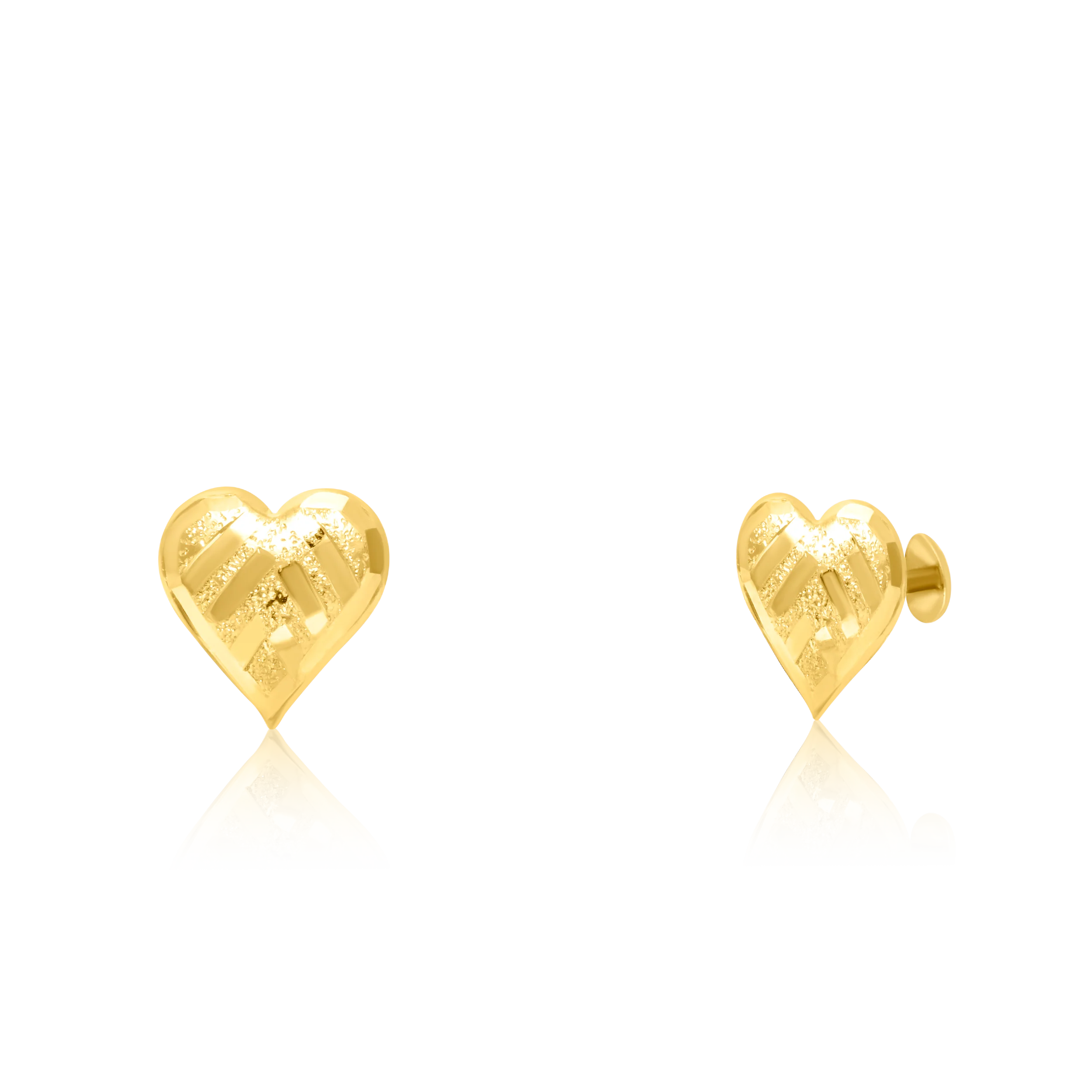 18K Pure Gold Heart Screw Earring Set Talagold