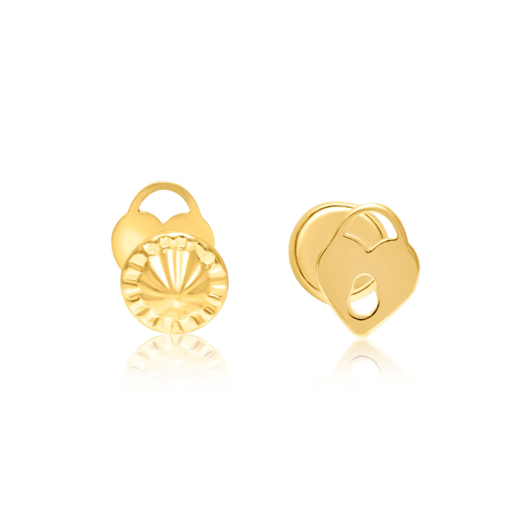 18K Pure Gold Heart Screw Earring Set Talagold