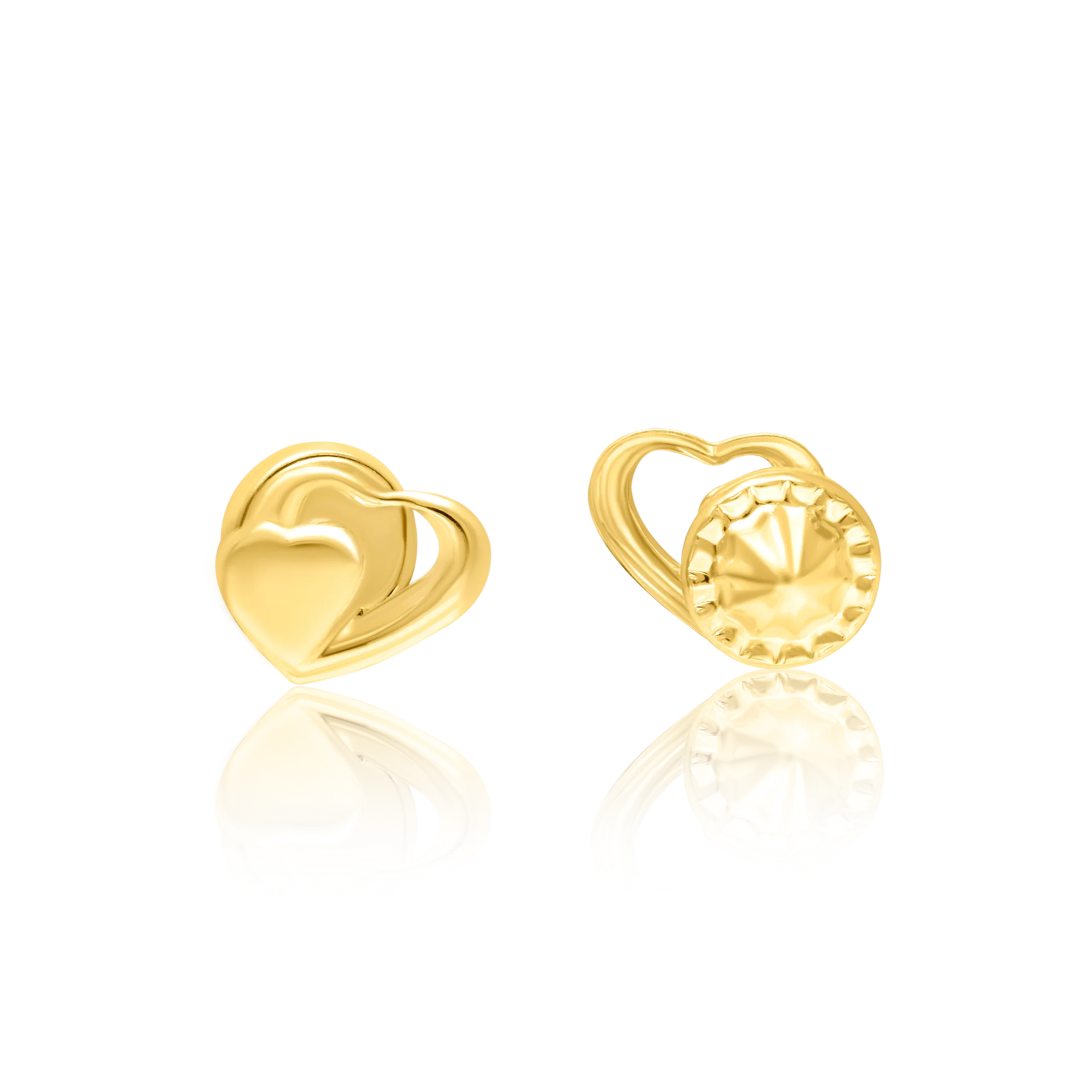 18K Pure Gold Heart Screw Earring Set Talagold