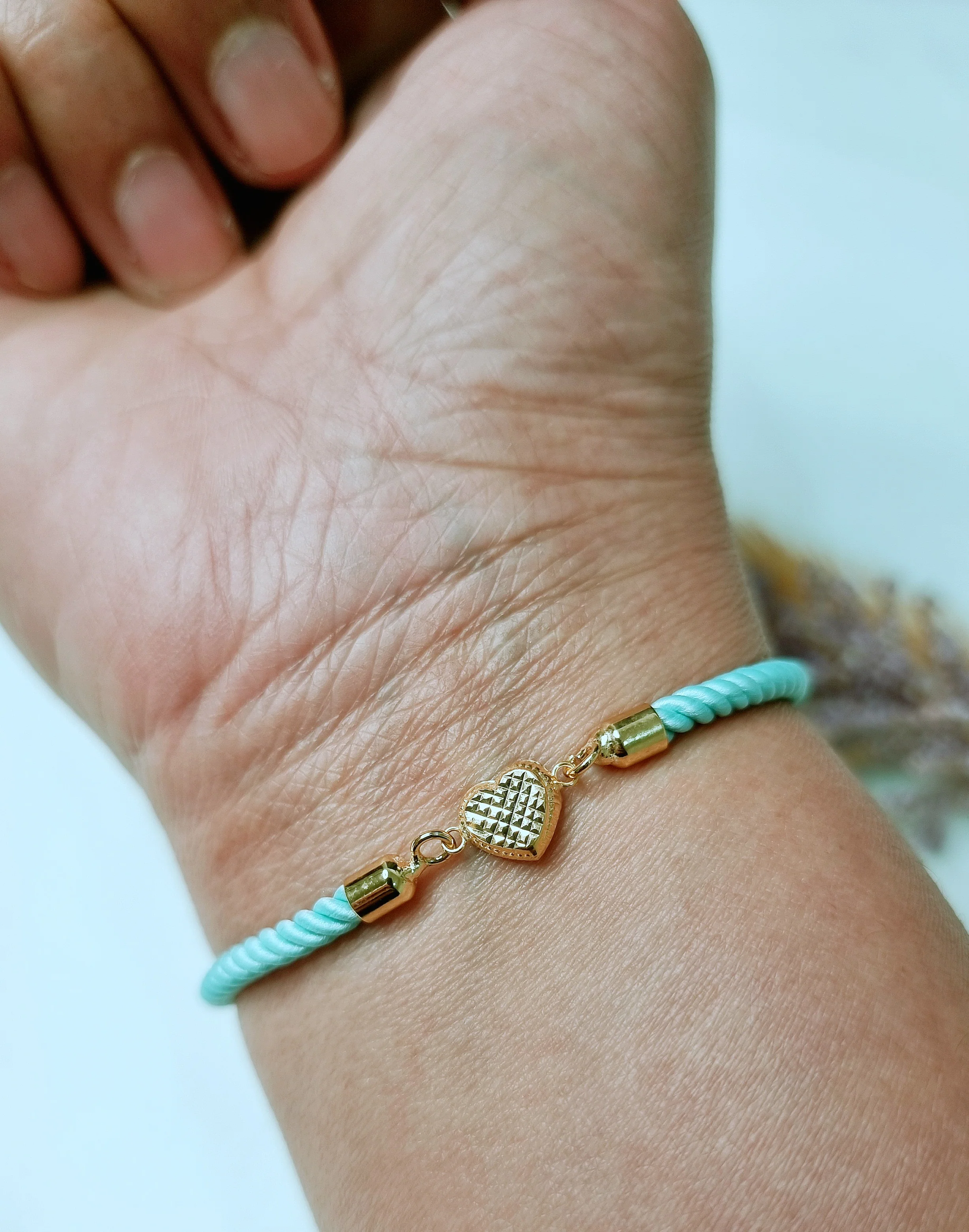 18K Pure Gold Heart Thread Bracelet Talagold - Image 14