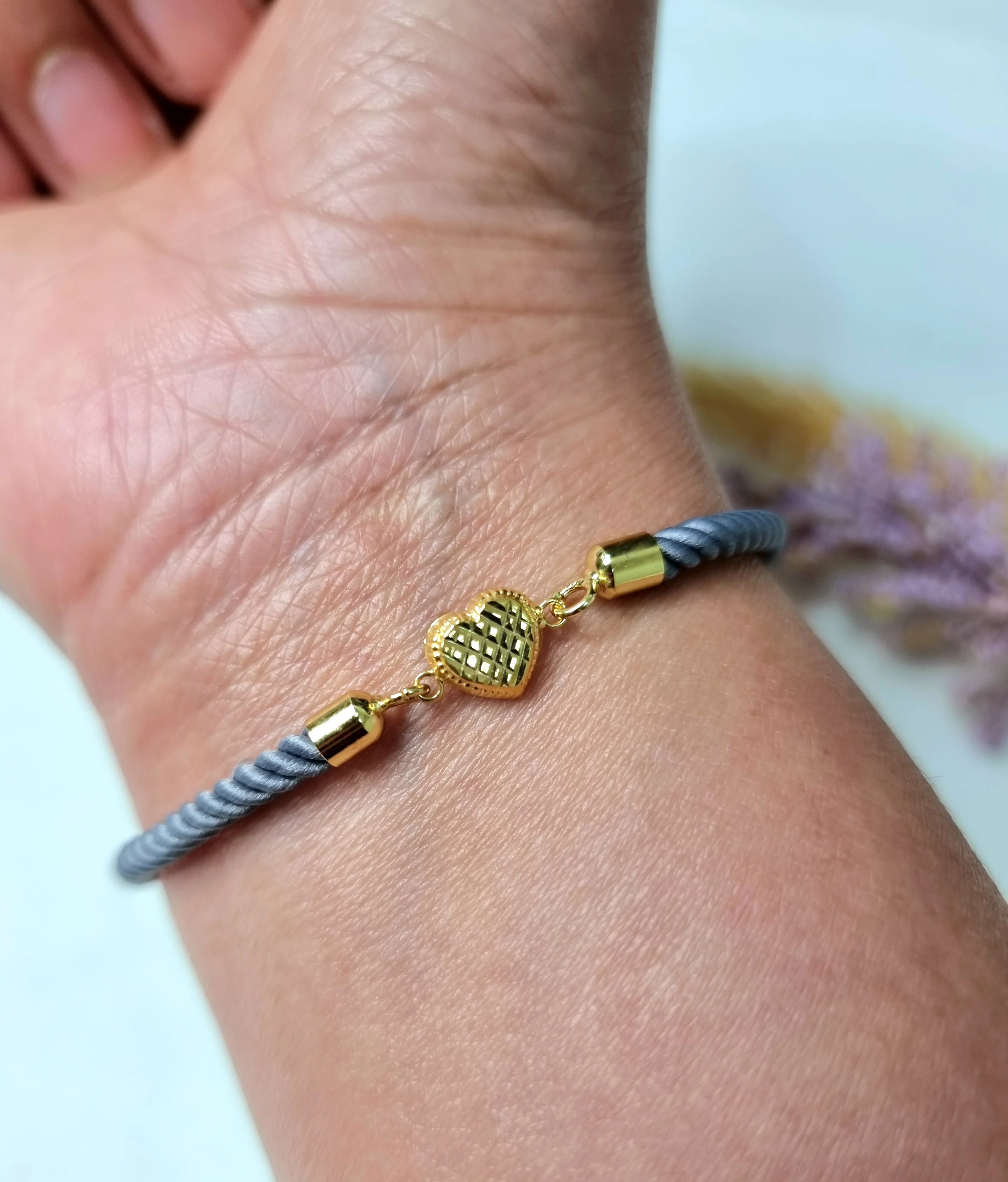 18K Pure Gold Heart Thread Bracelet Talagold - Image 17