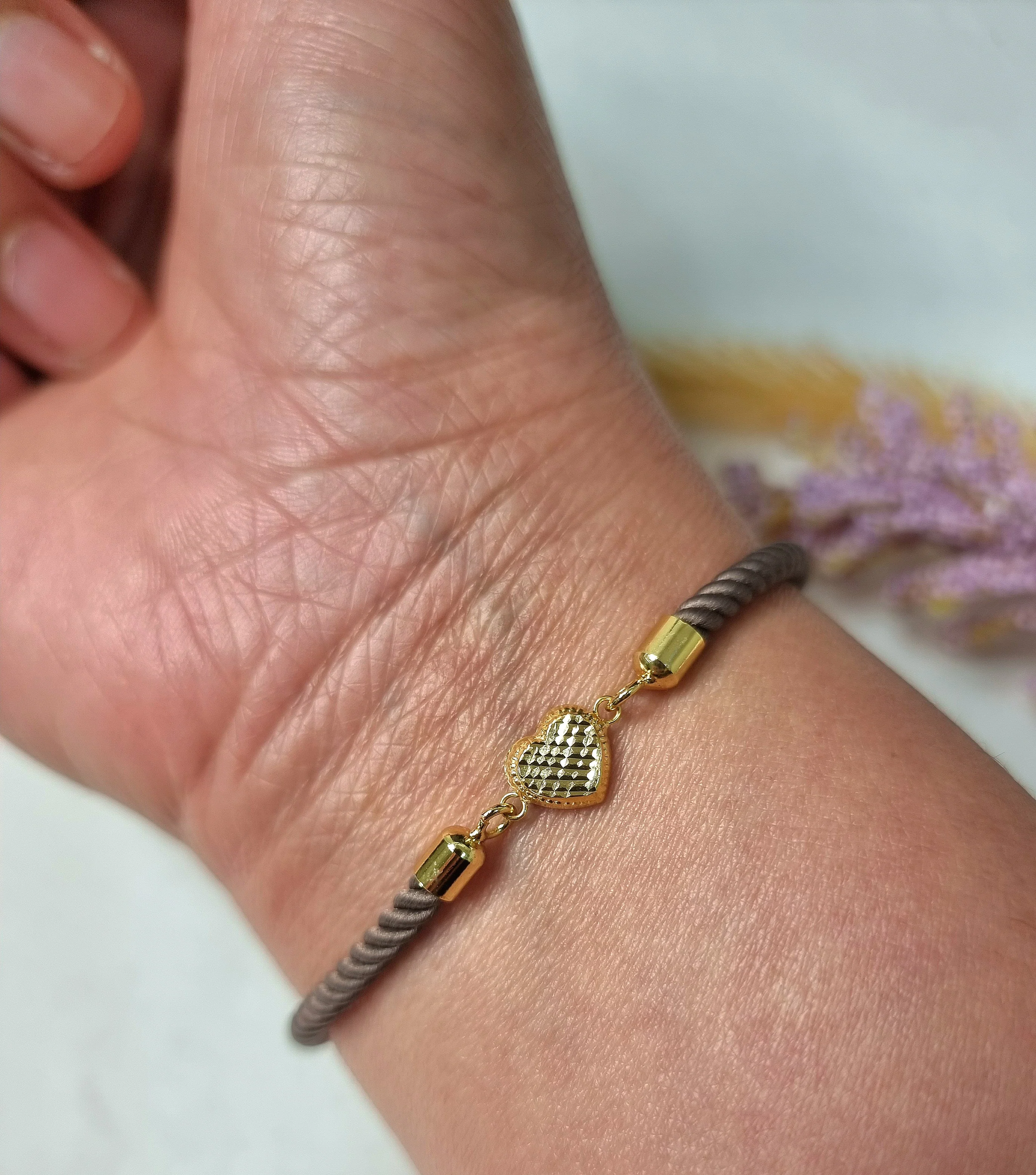 18K Pure Gold Heart Thread Bracelet Talagold - Image 18