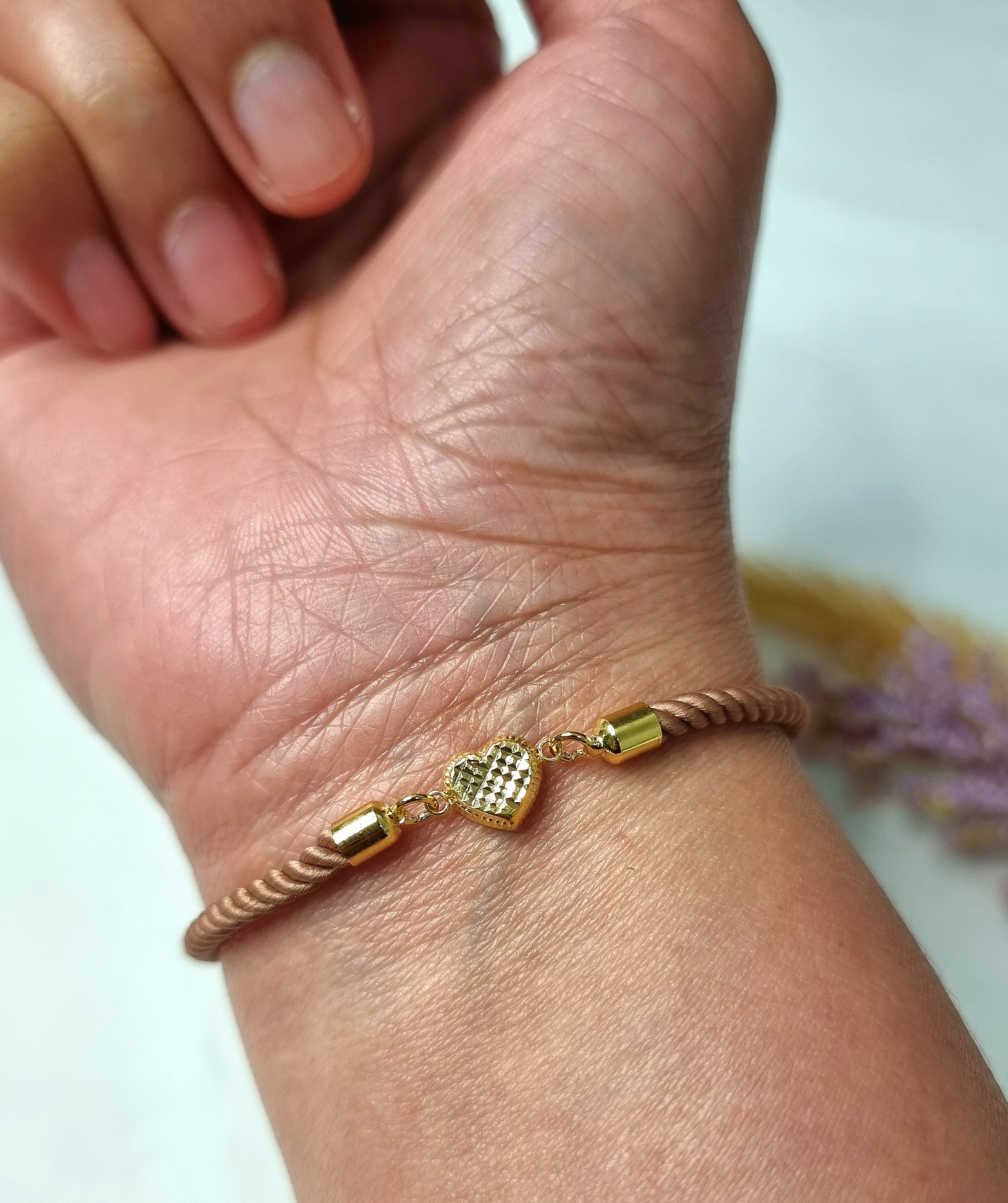 18K Pure Gold Heart Thread Bracelet Talagold - Image 20