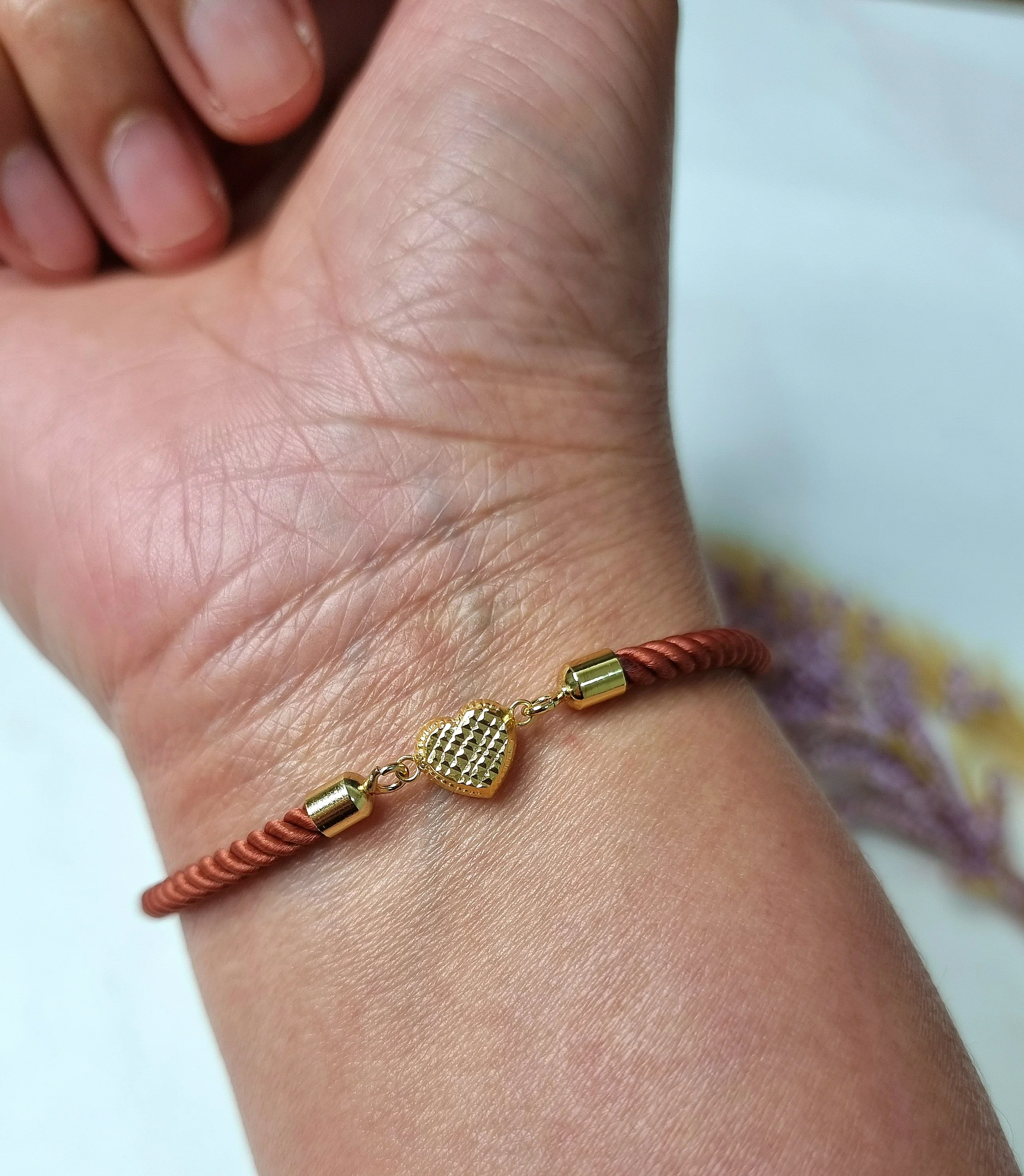 18K Pure Gold Heart Thread Bracelet Talagold - Image 22